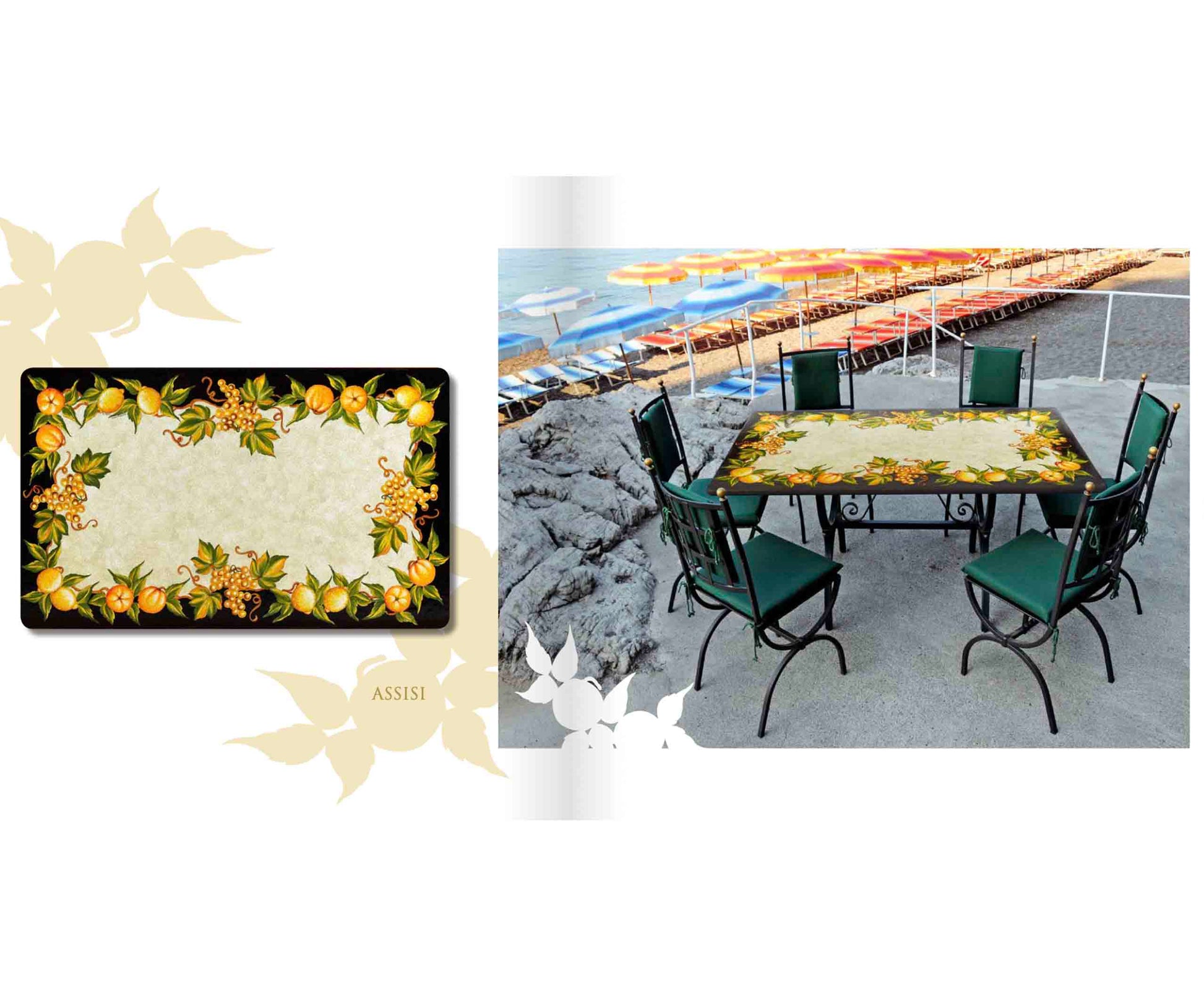 Assisi Fruits Lava Stone Ceramic Art Rectangular Table General