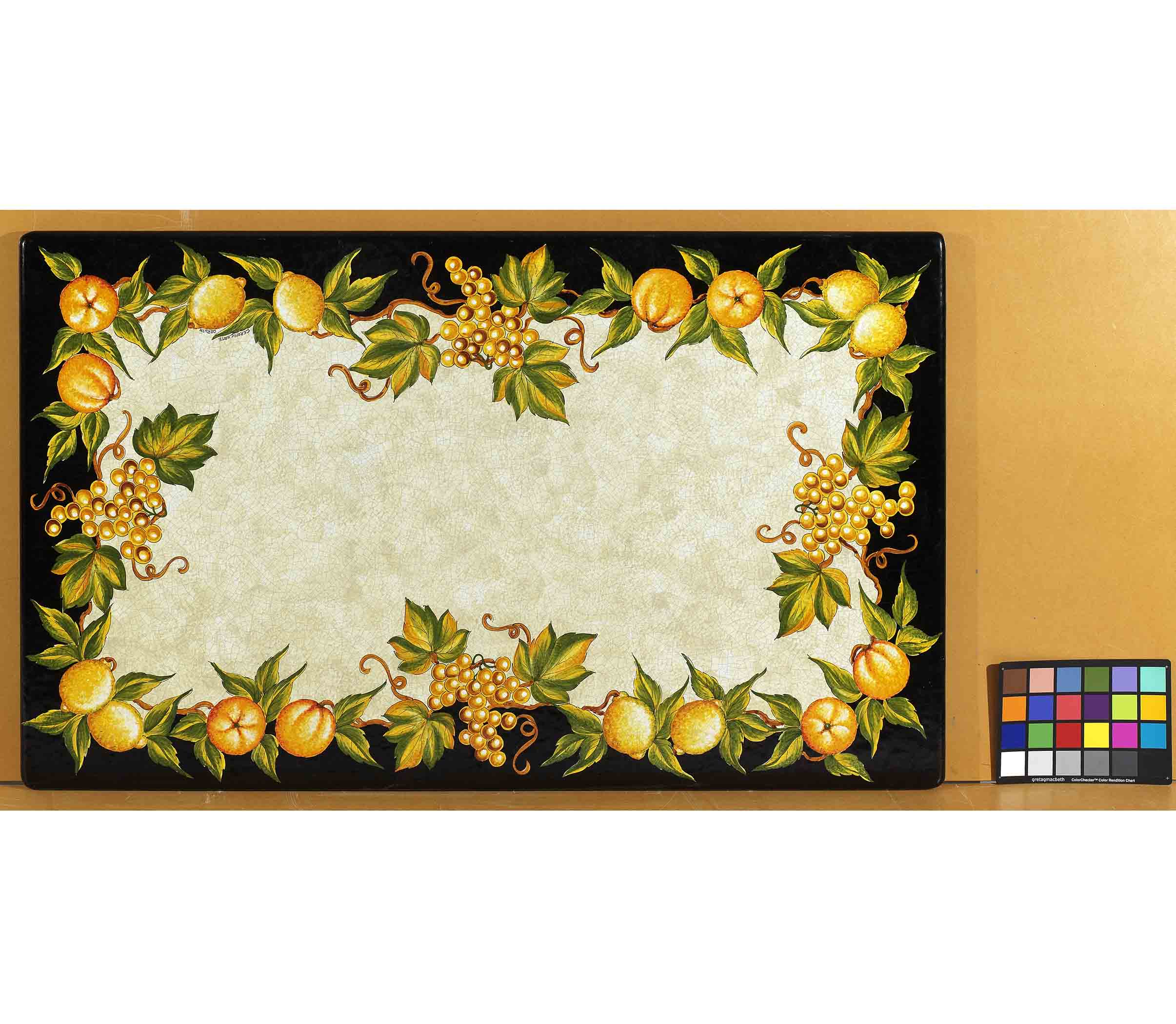 Assisi Fruits Lava Stone Ceramic Art Rectangular Table Detail