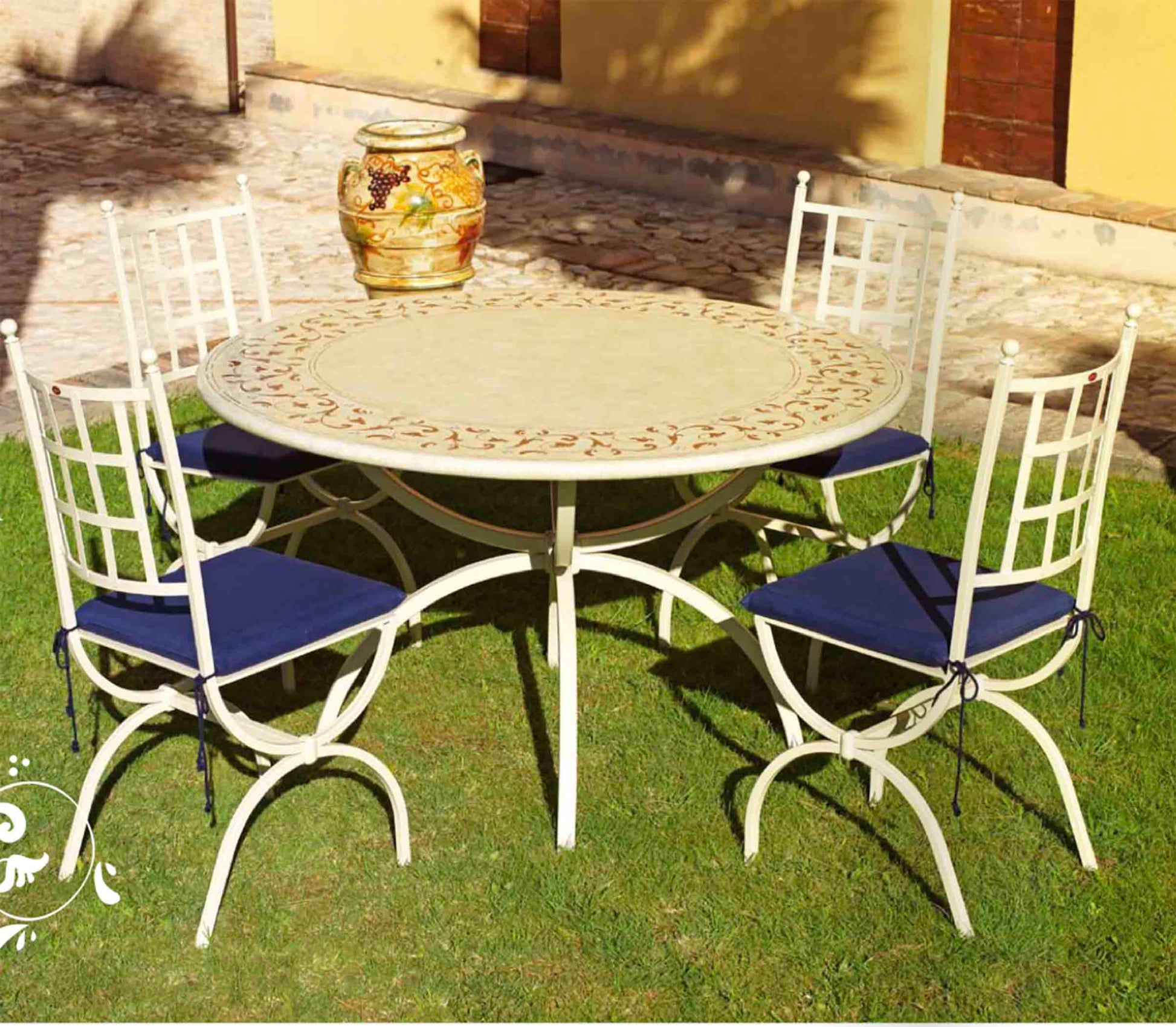 Italian Atlanta Round Lava Stone Ceramic Art Table