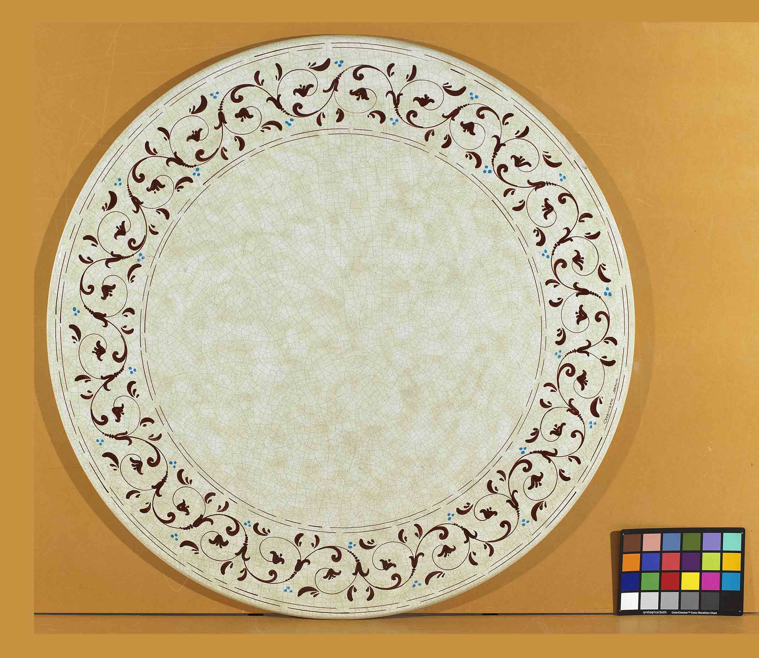Italian Atlanta Round Lava Stone Ceramic Table