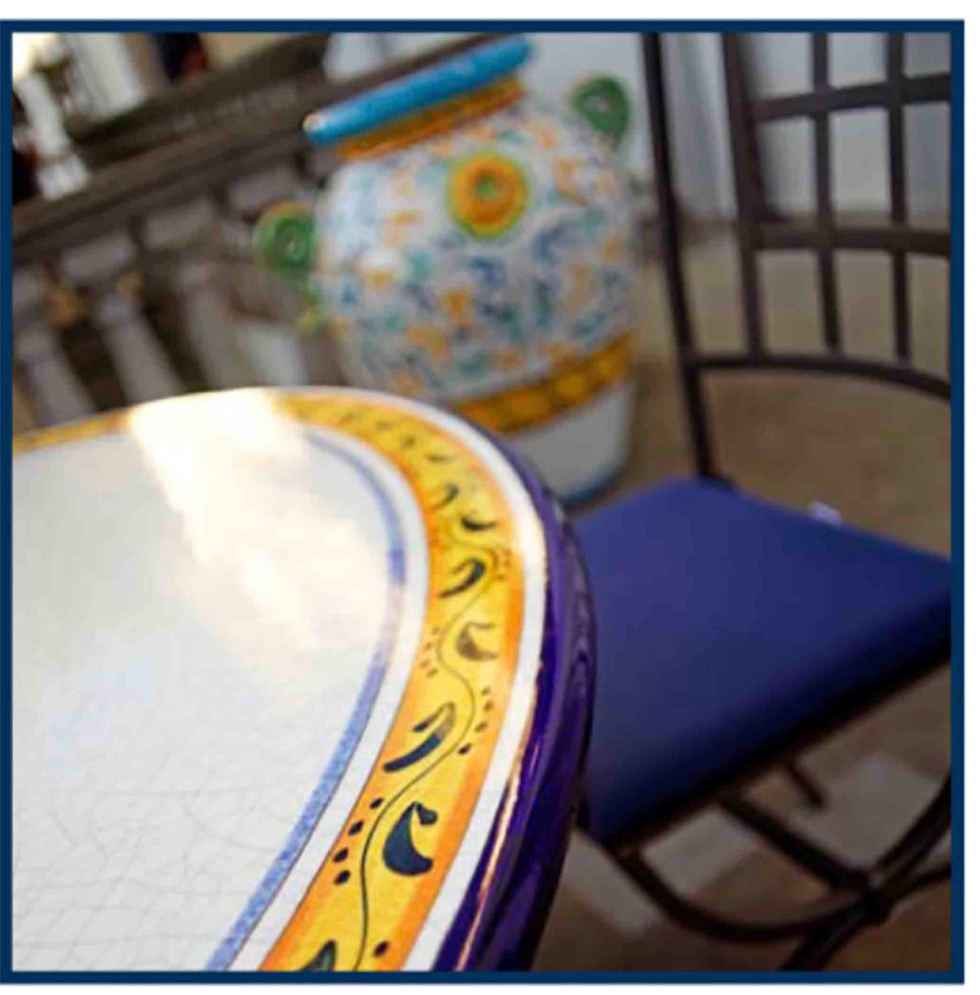 Baltimora Round Lava Stone Ceramic Art Table Details