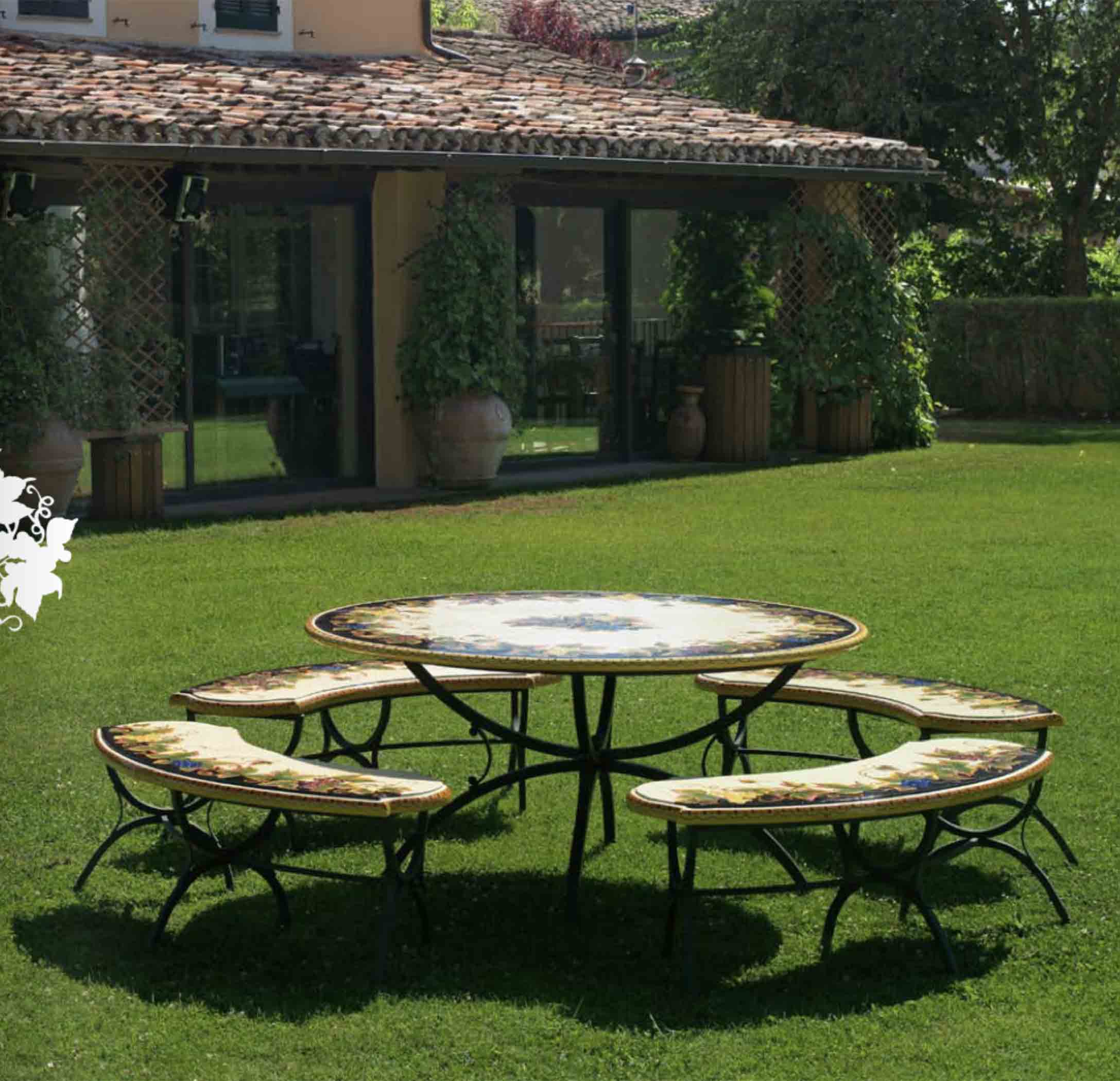 Round Lava Stone Art Table