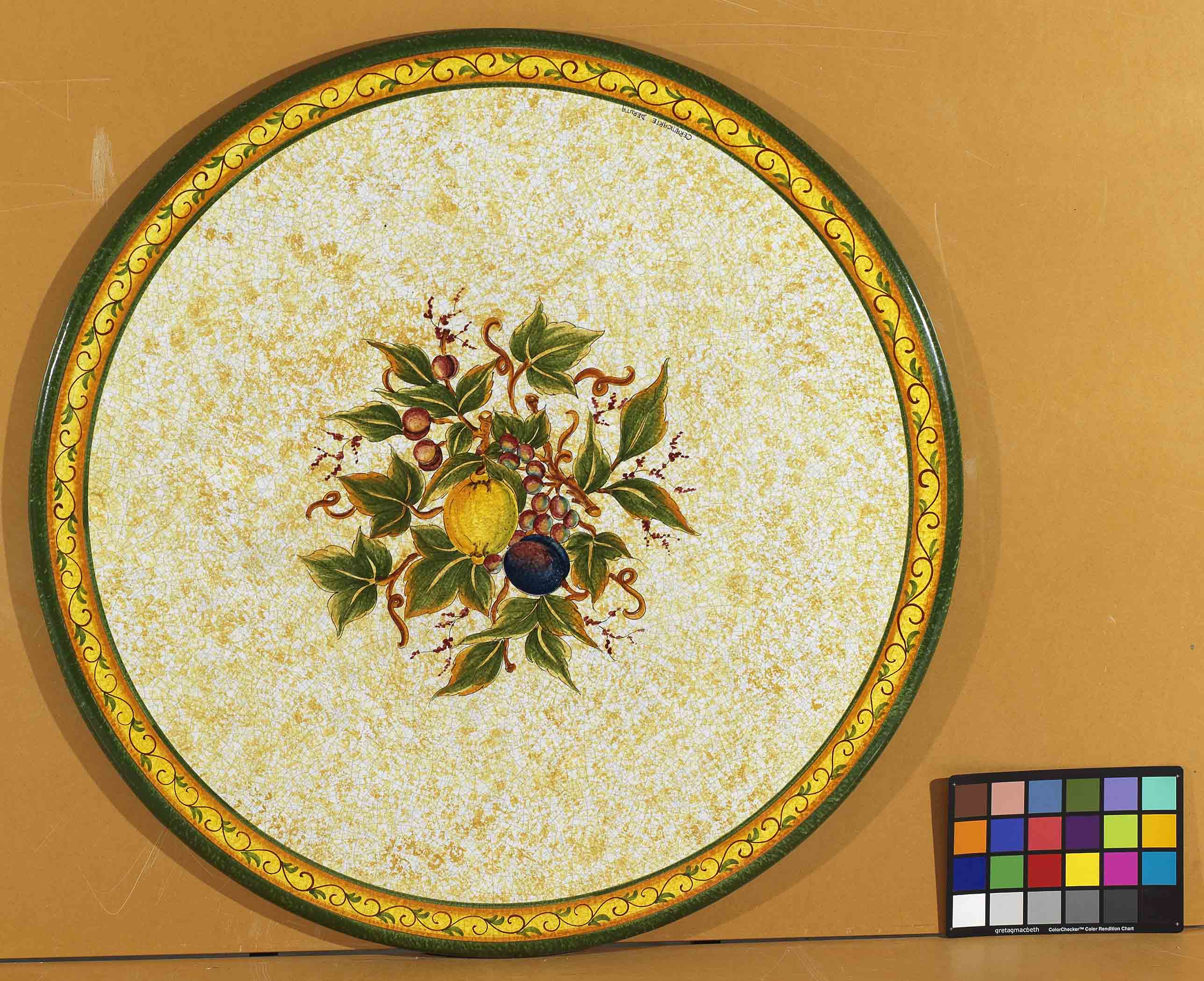 Brufa Handmade Lava Stone Round Ceramic Art Table