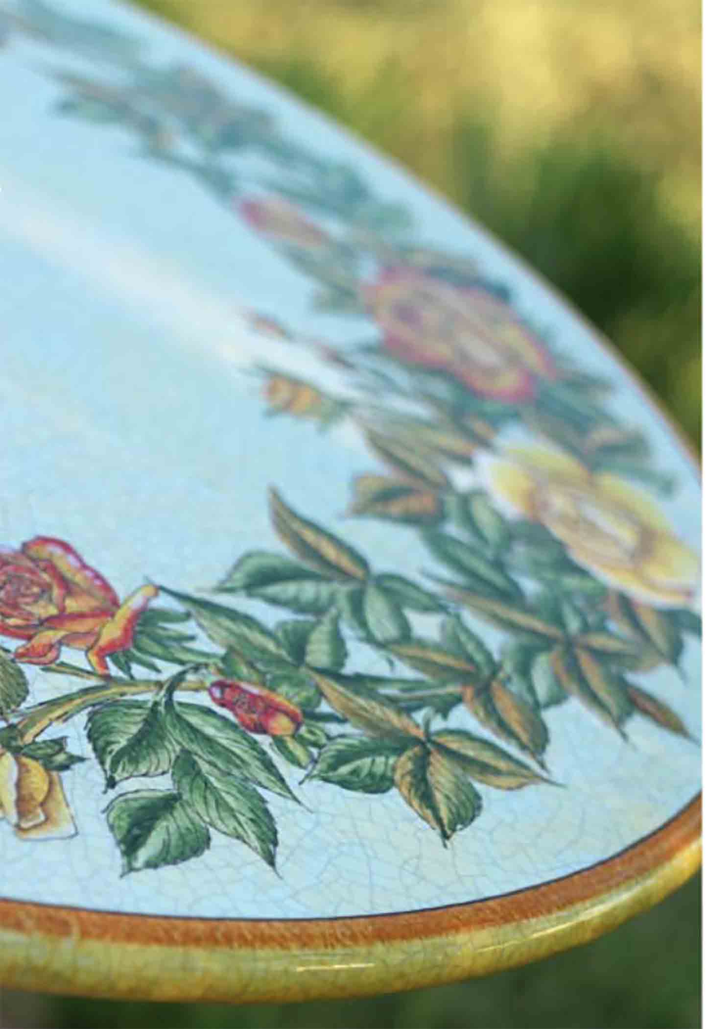 Cascia Lava Stone Italian Ceramic Art Table Details
