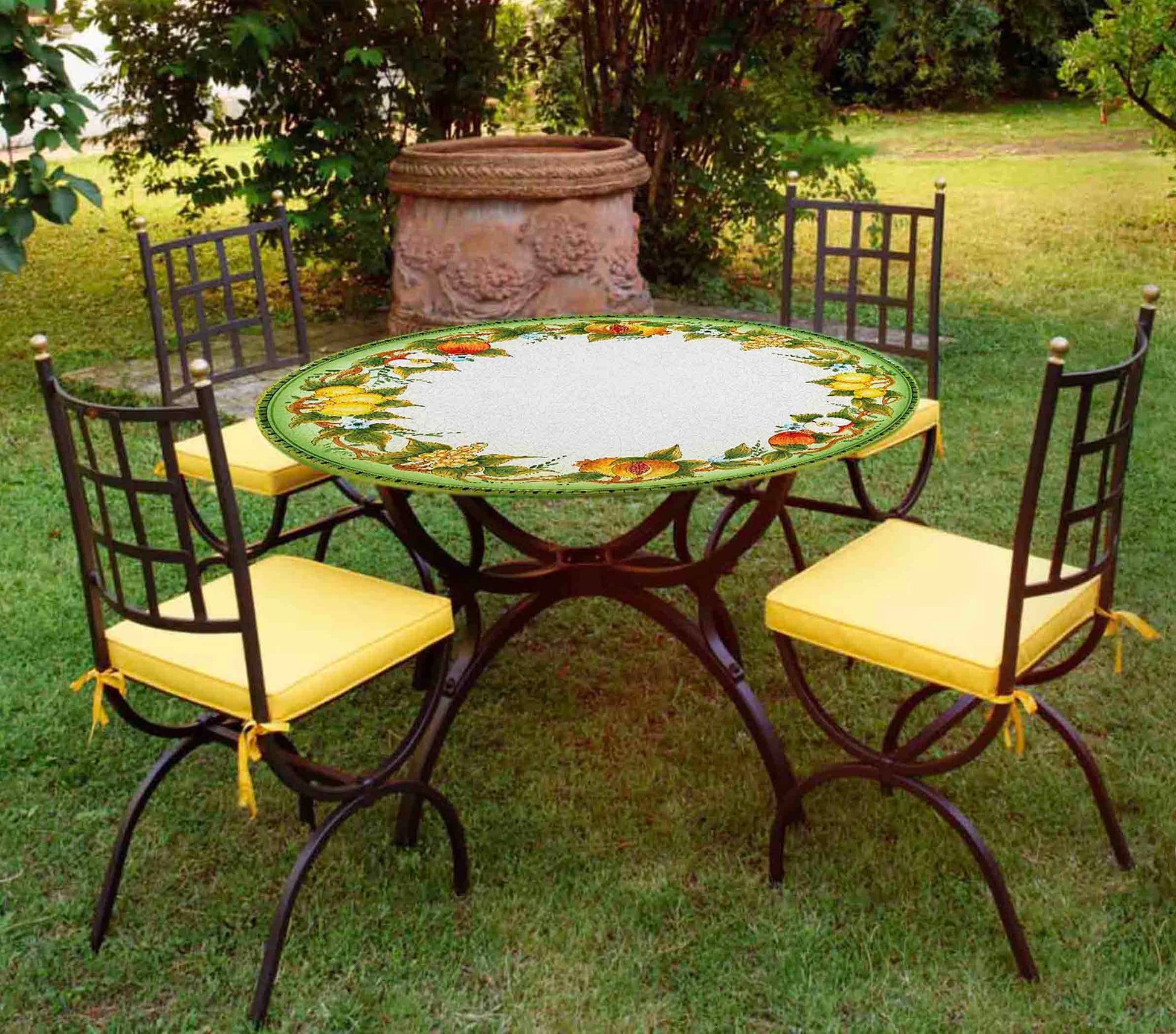 Cortina Round Lava Stone Ceramic Art Table