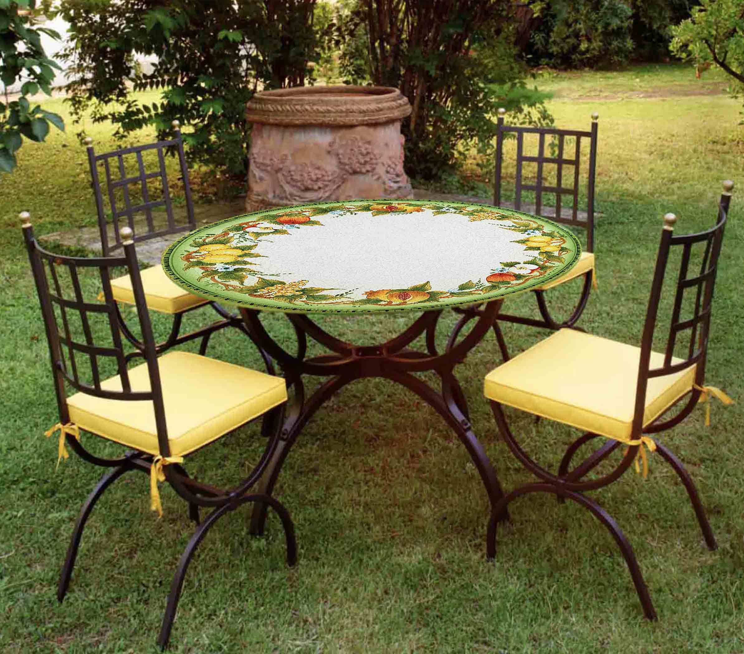 Cortina Round Lava Stone Ceramic Art Table