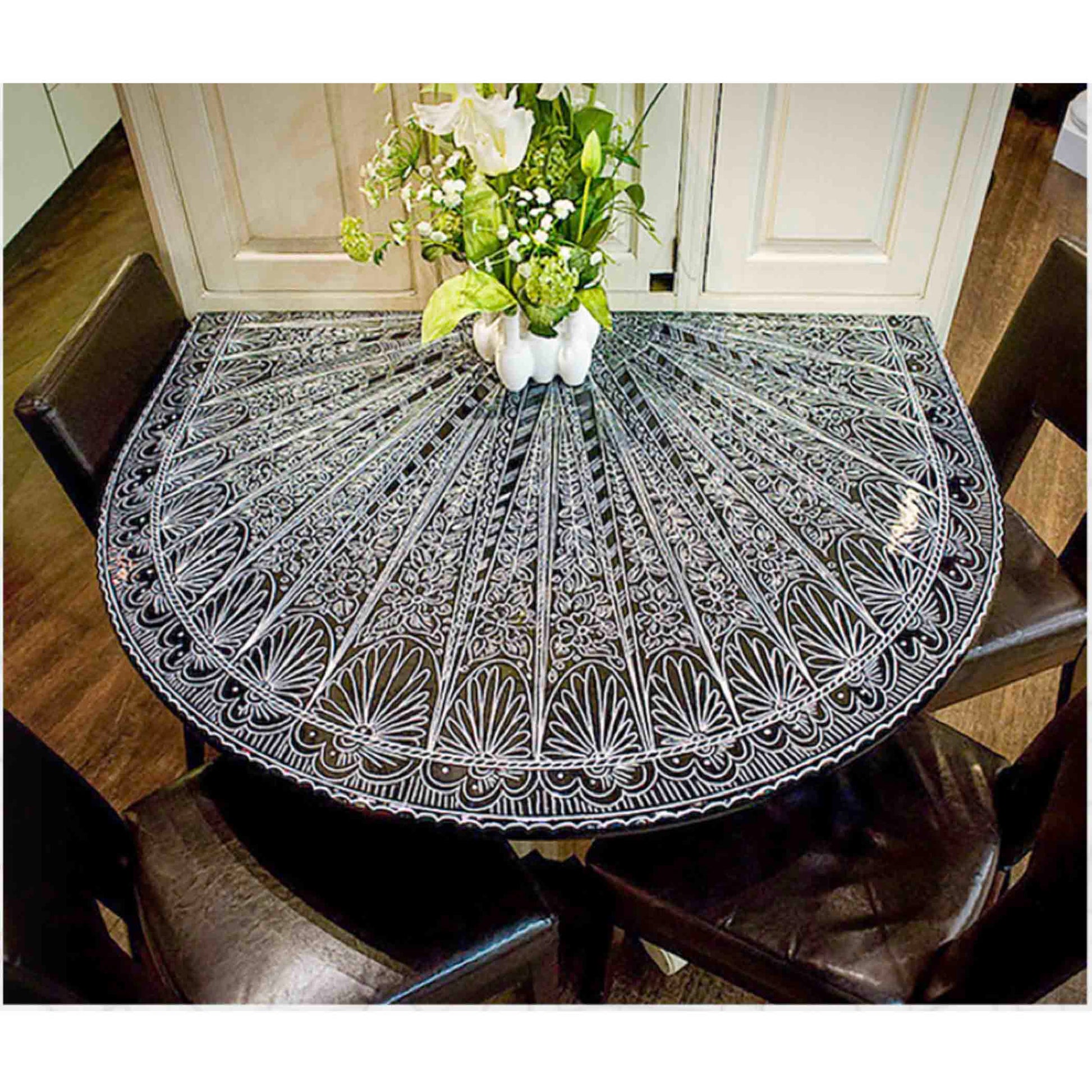 Half-Round Lava Stone Tabletop - Moroccan  Design