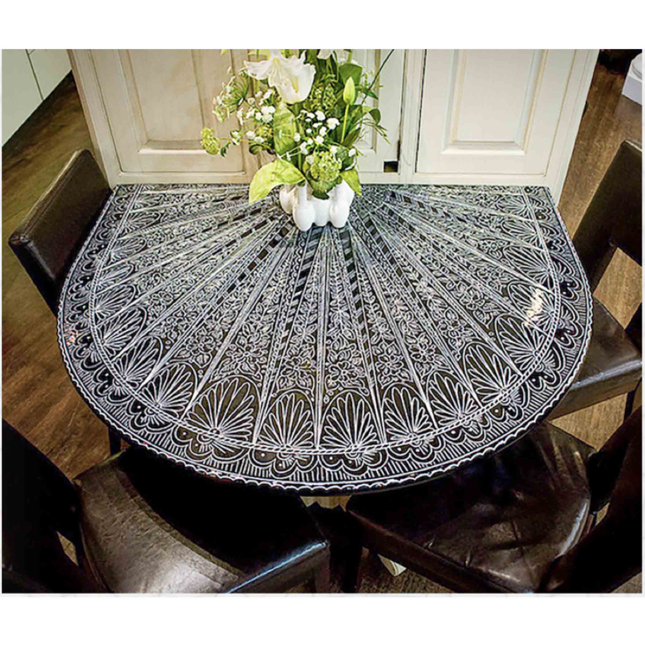 Half-Round Lava Stone Tabletop - Moroccan  Design