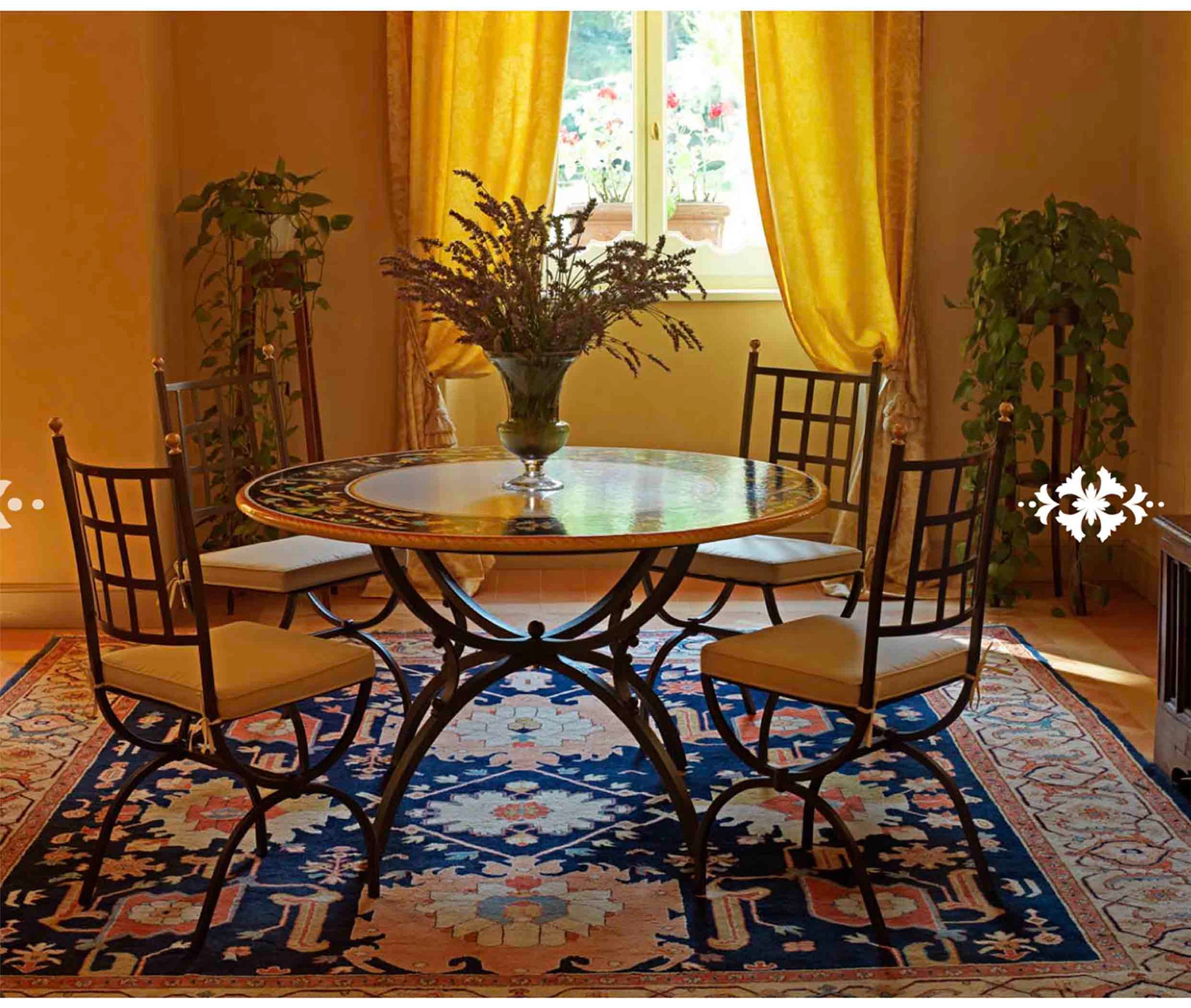 Italian Imperia Round Lava Stone Ceramic Art Table