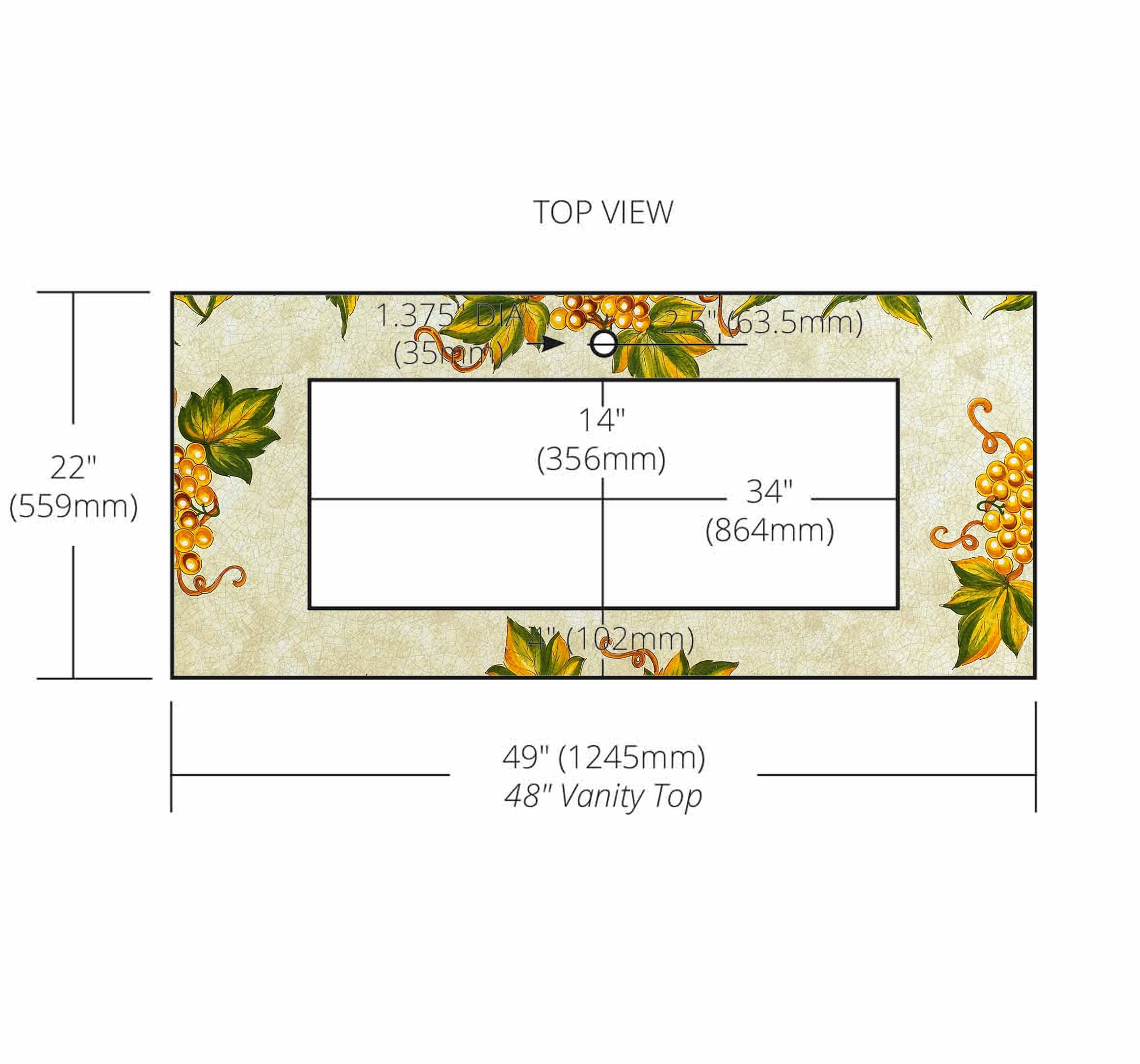 Grapes Lava Stone Ceramic Through Vanity Top