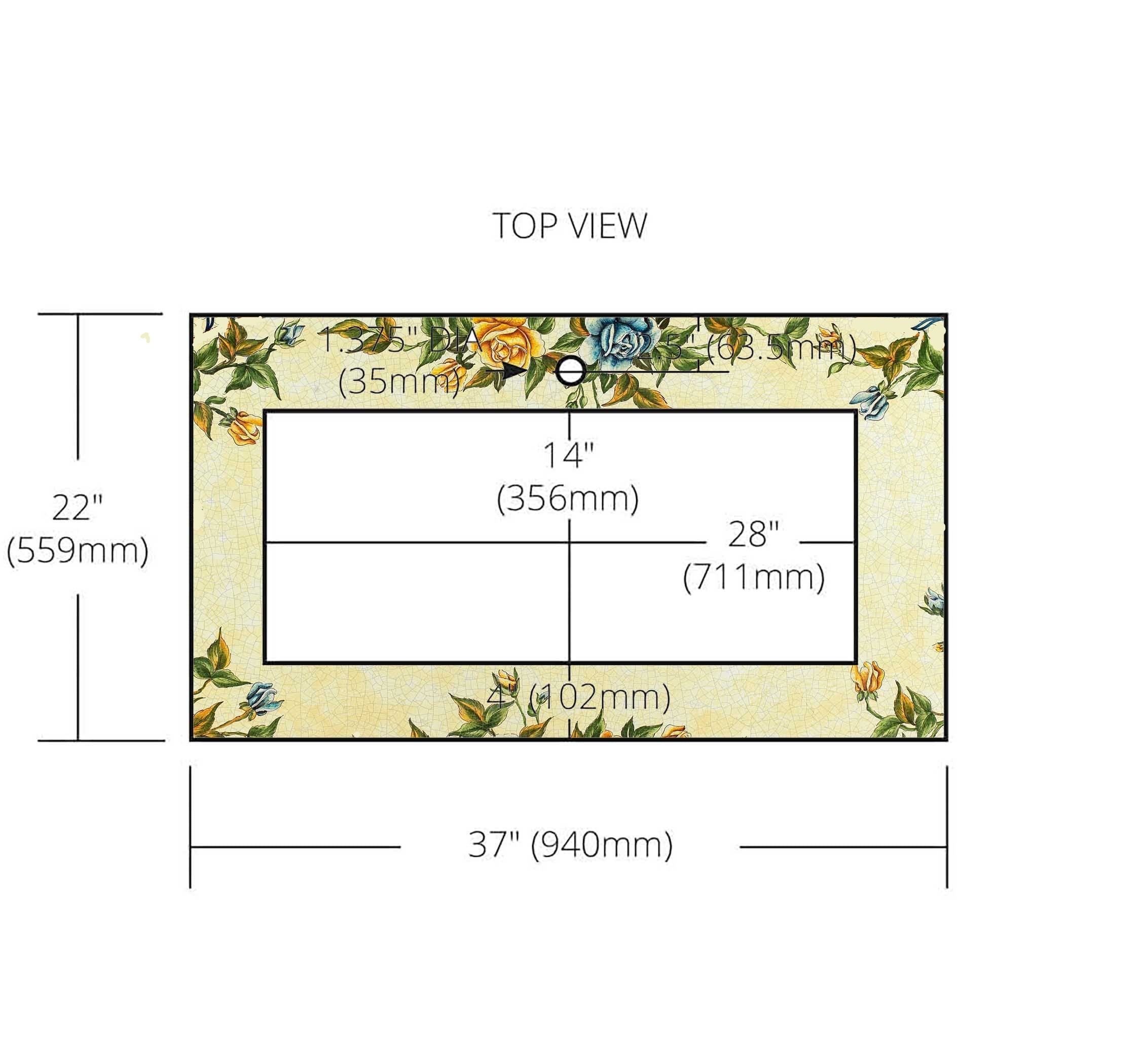 Floral Lava Stone Ceramic Through Vanity Top