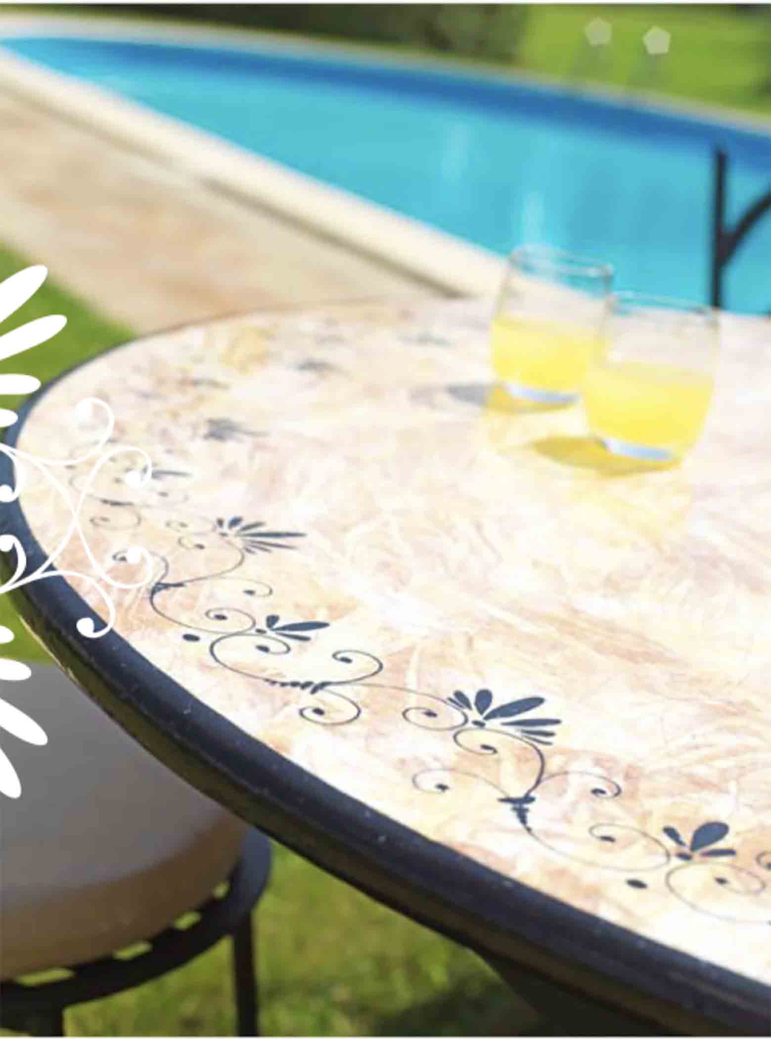 Italian Lione Round Lava Stone Ceramic Art Table