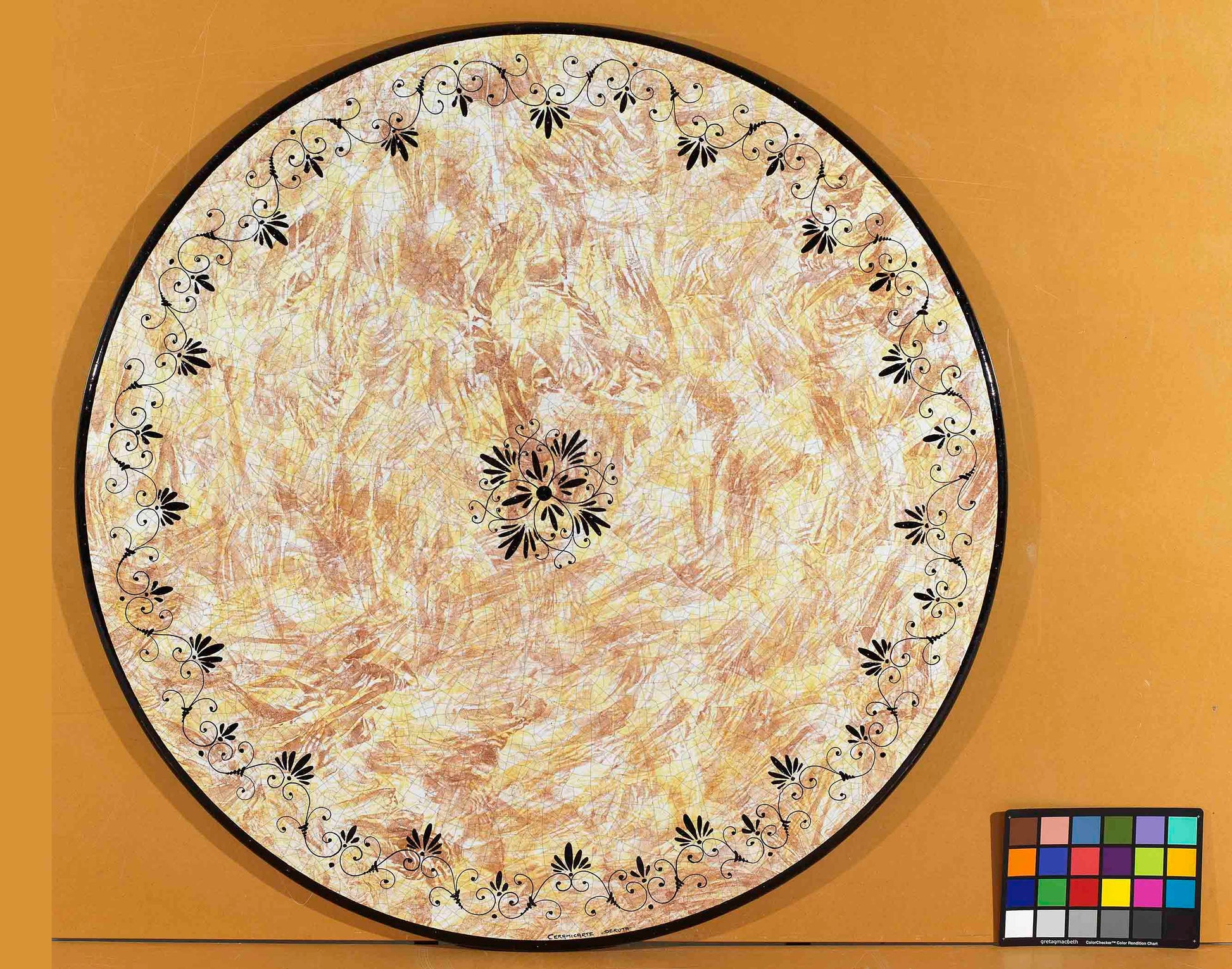 Lione Terra  Round Lava Stone Ceramic Art Table