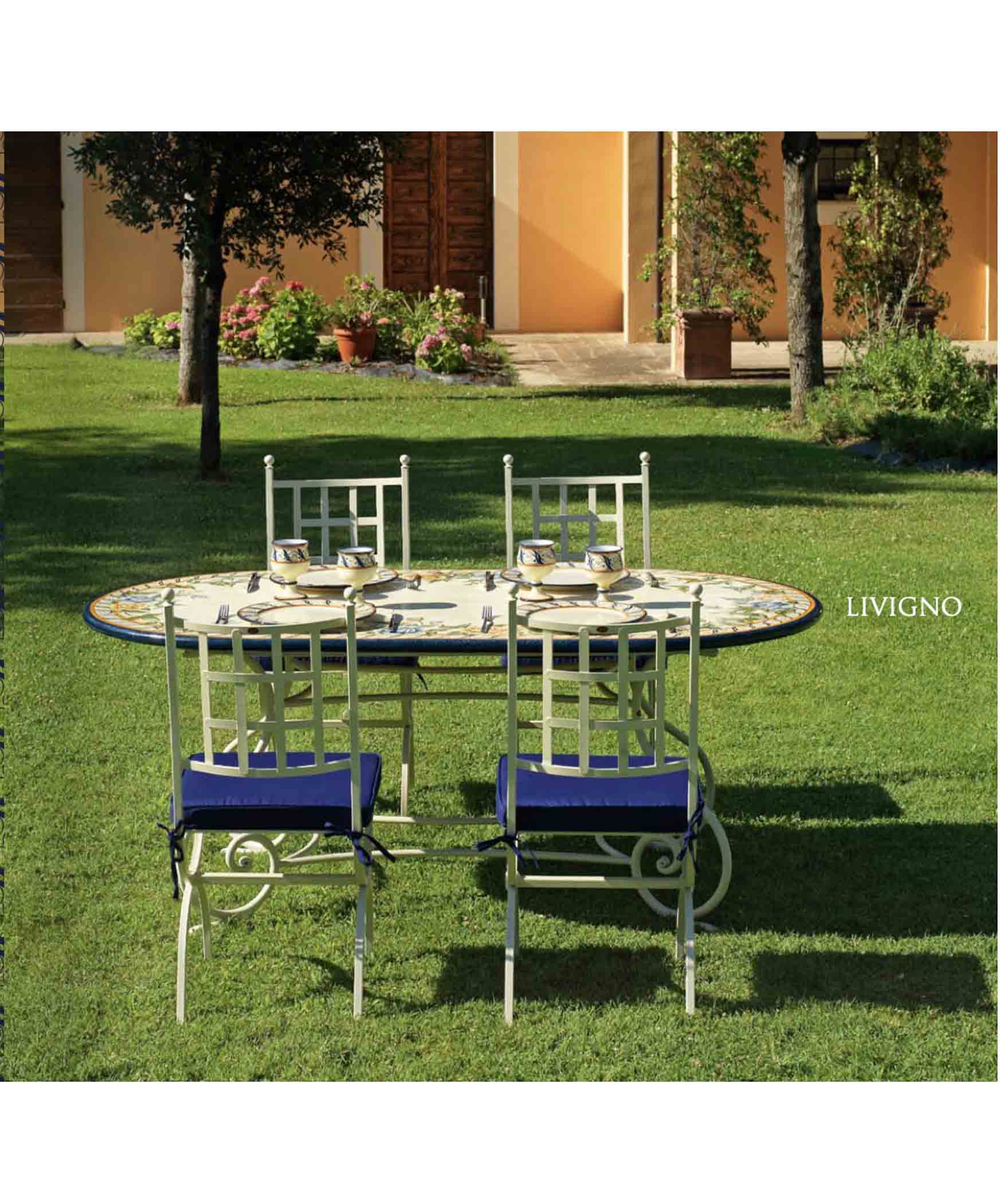 Italian Livigno Oval Lava Stone Ceramic Art Table