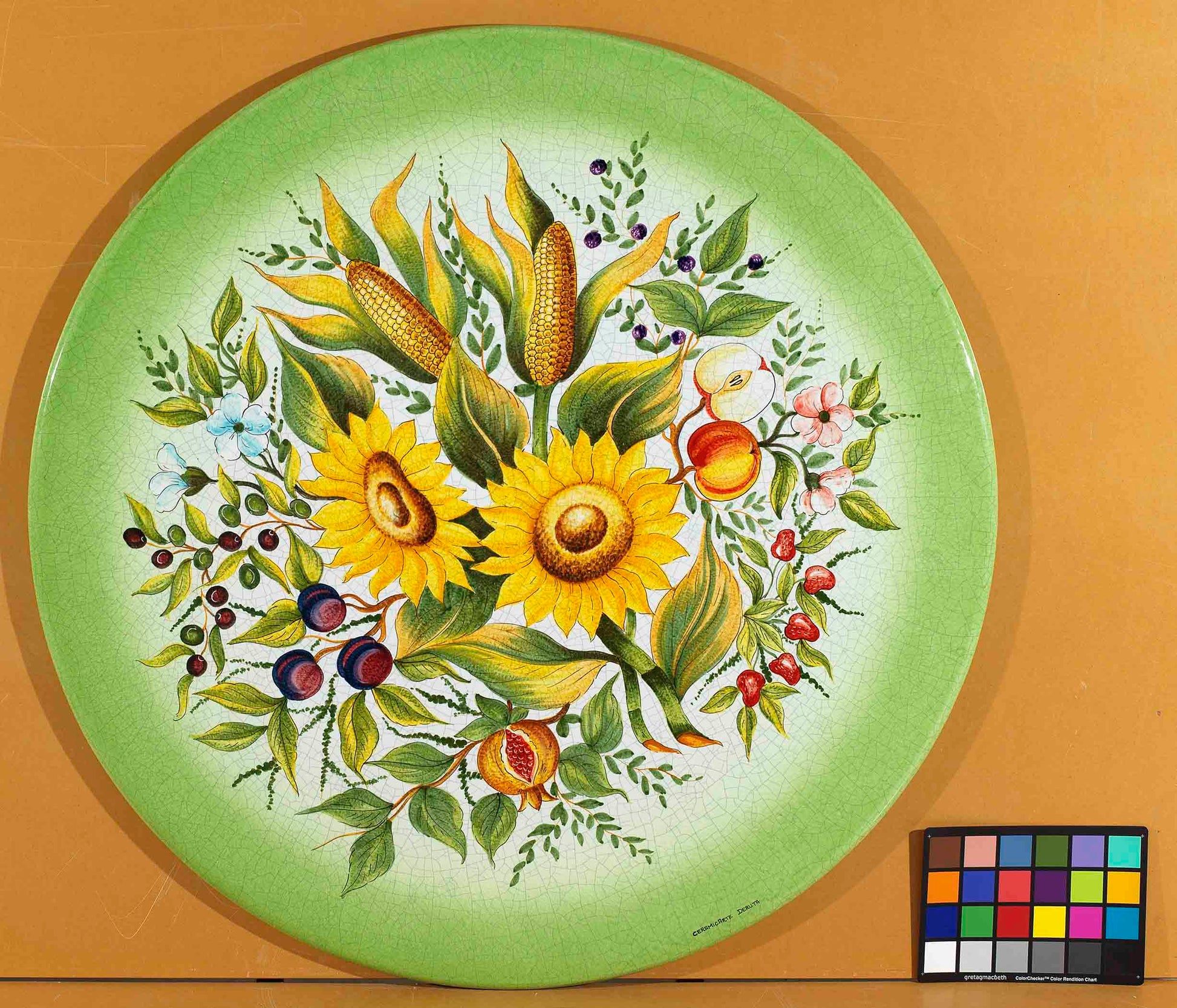 Italian Lucca Round Lava Stone Ceramic Art Table Top