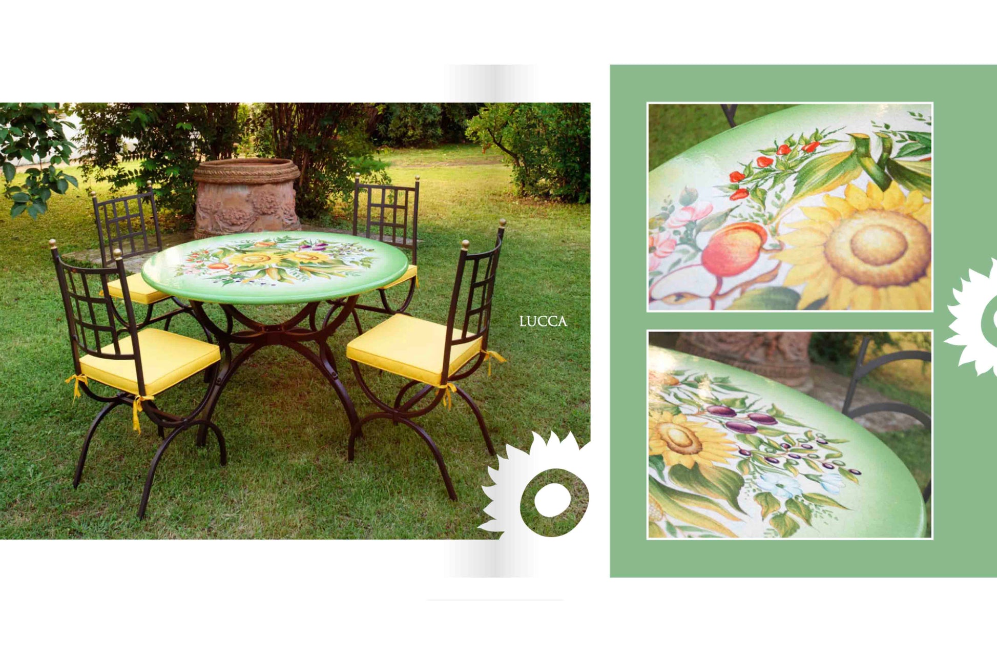 Italian Lucca Round Lava Stone Ceramic Art Table General View
