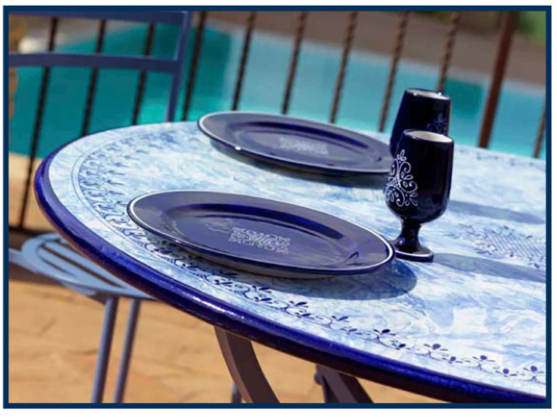 Marsiglia Round Lava Stone Ceramic Art Table Close view