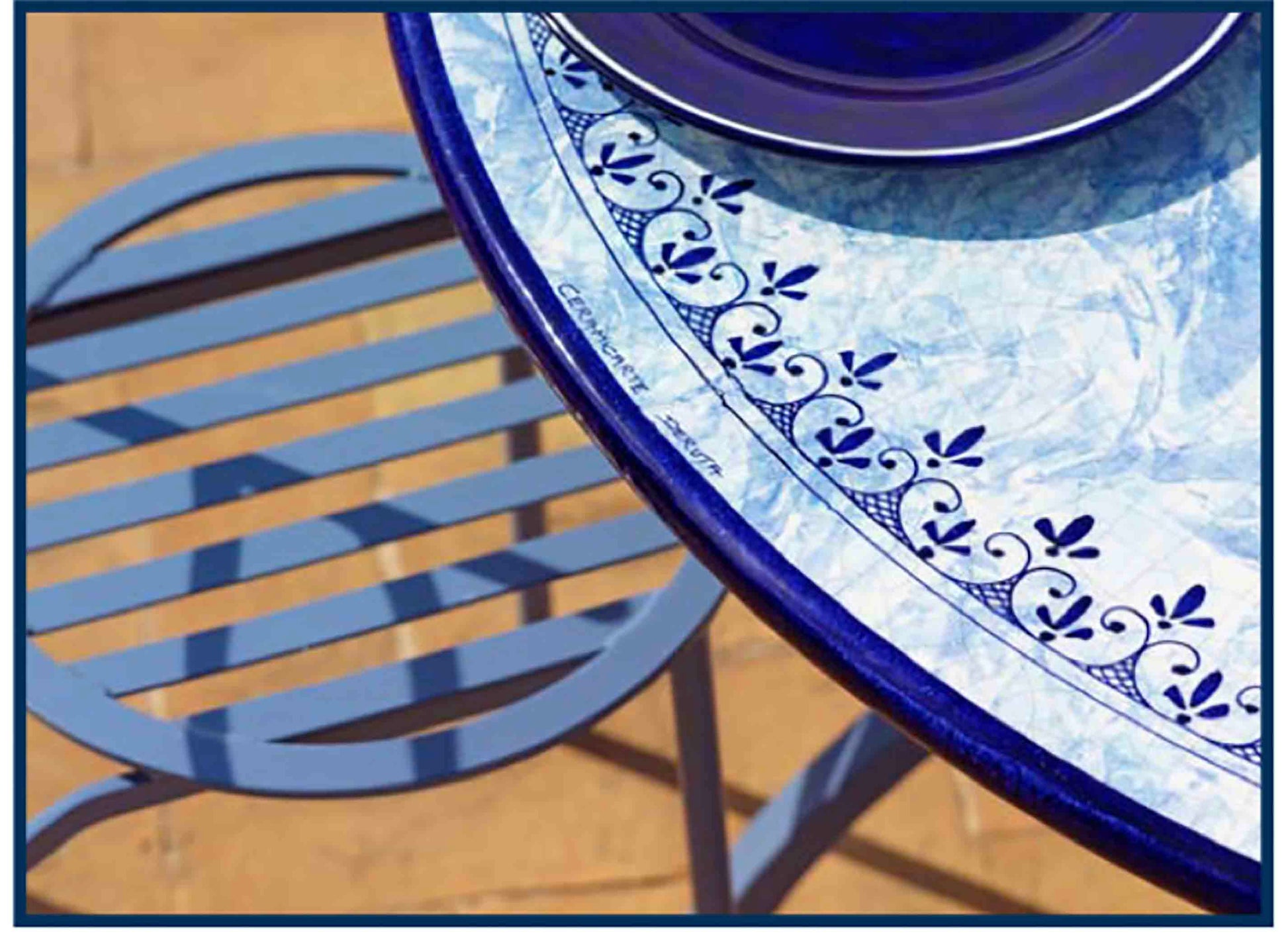 Marsiglia Round Lava Stone Ceramic Art Table Details