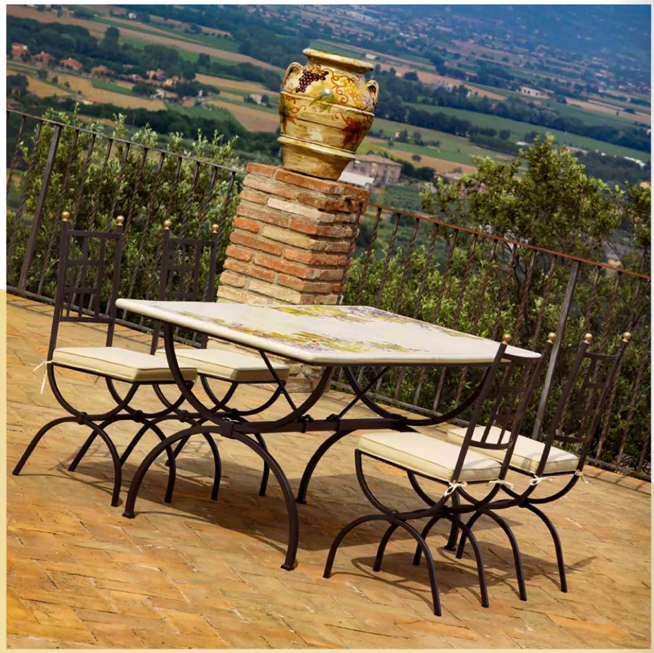 Montefalco Rectangular Lava Stone Ceramic Table