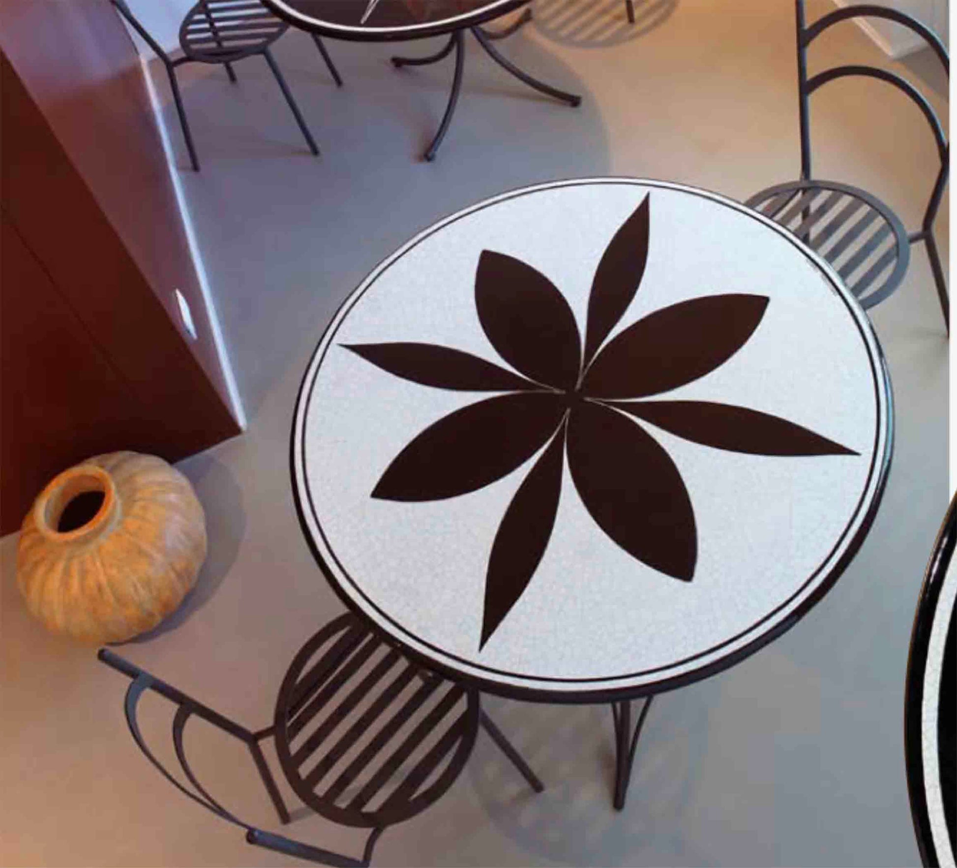 North Star Round Lava Stone Ceramic Art Table
