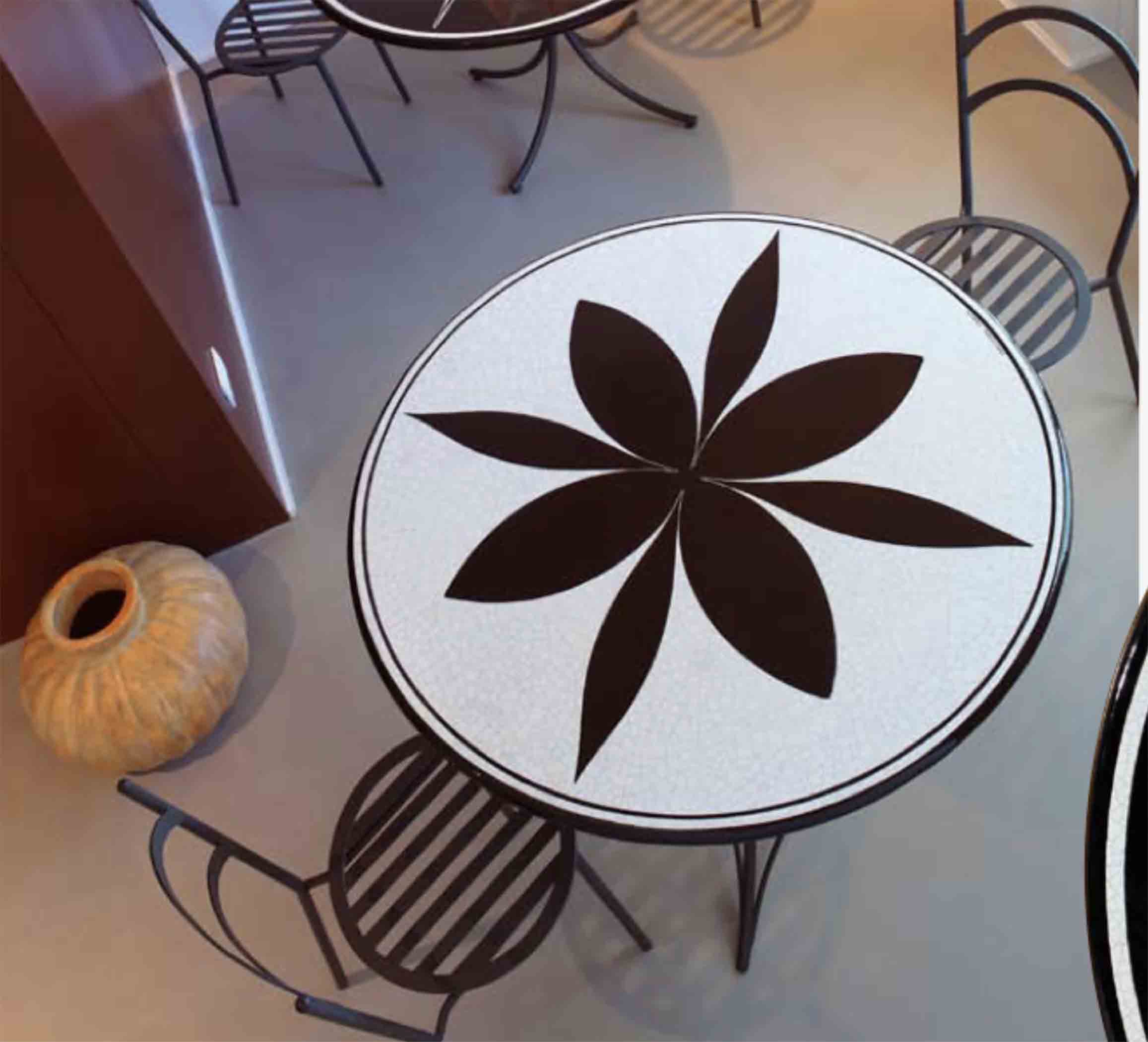 North Star Round Lava Stone Ceramic Art Table