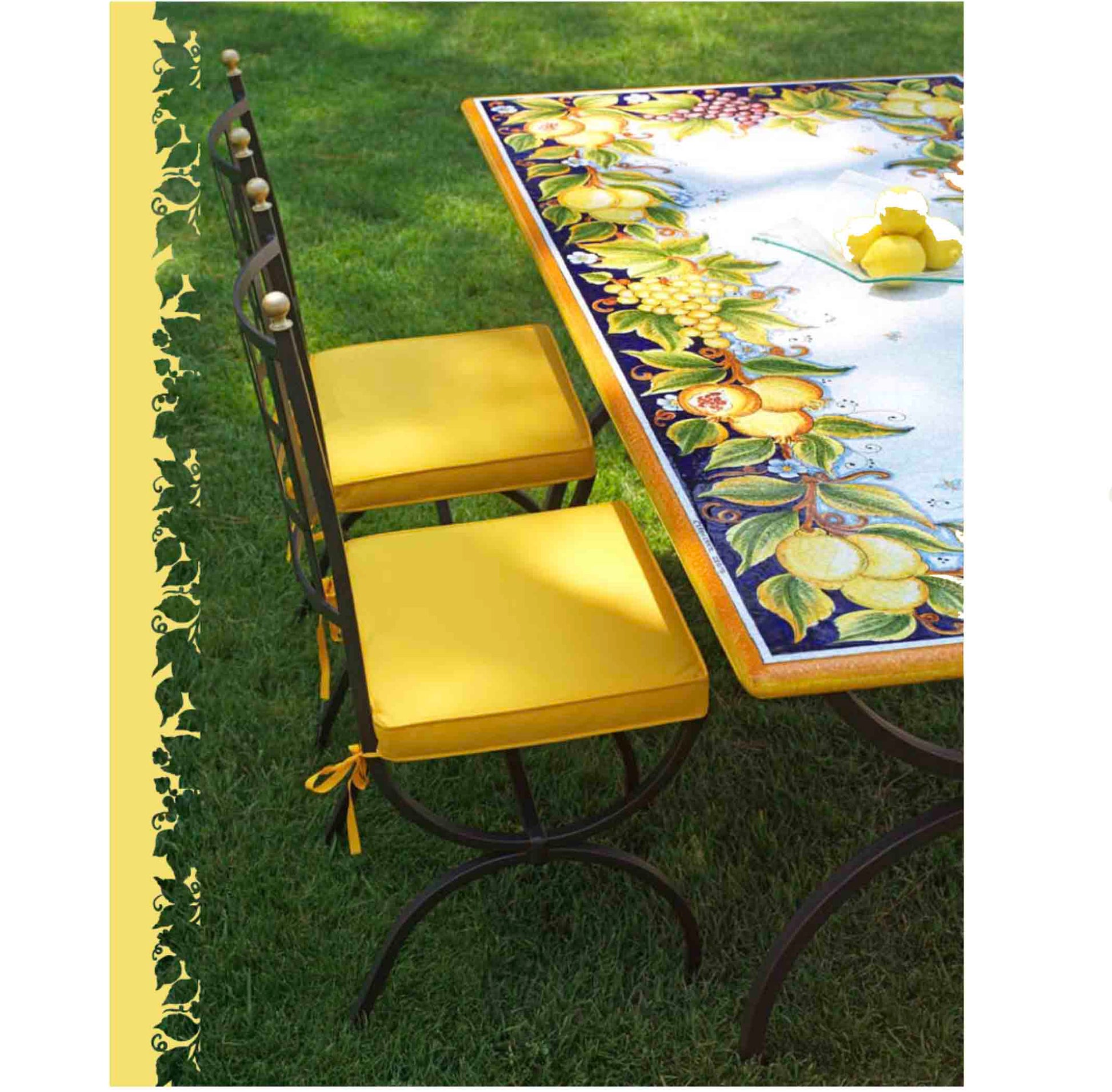 Fruits Lava Stone Ceramic Art Rectangular Table Details