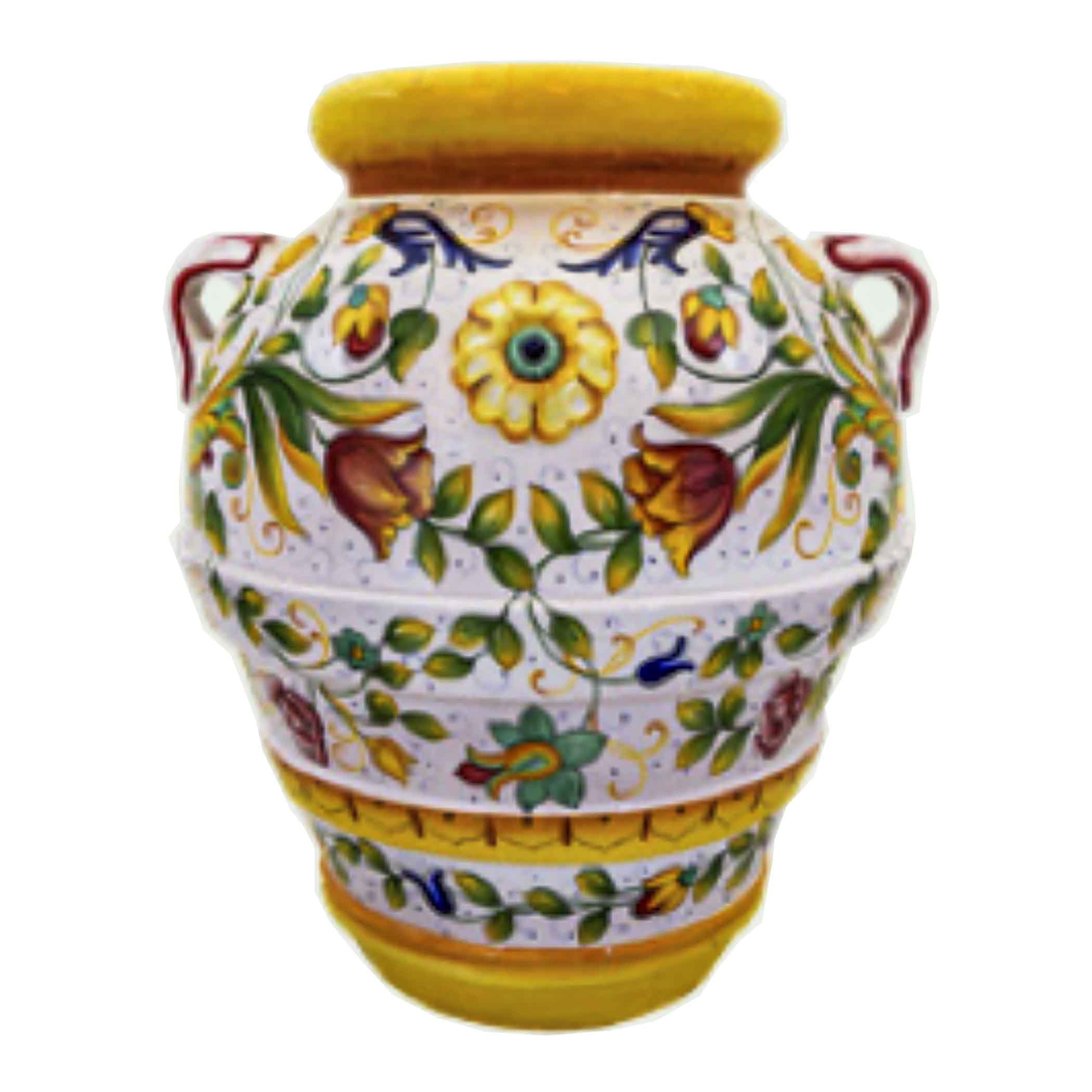 Handmade Italian Ceramic Pot - Flower Design