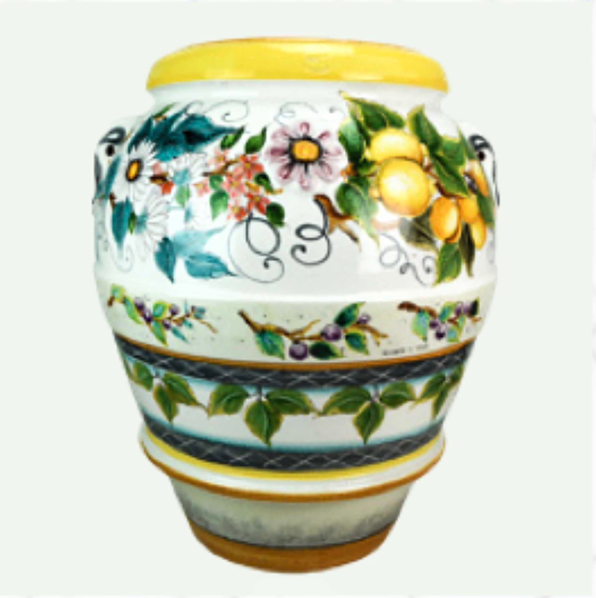Handmade Italian Ceramic Pot - Olive & Lemon