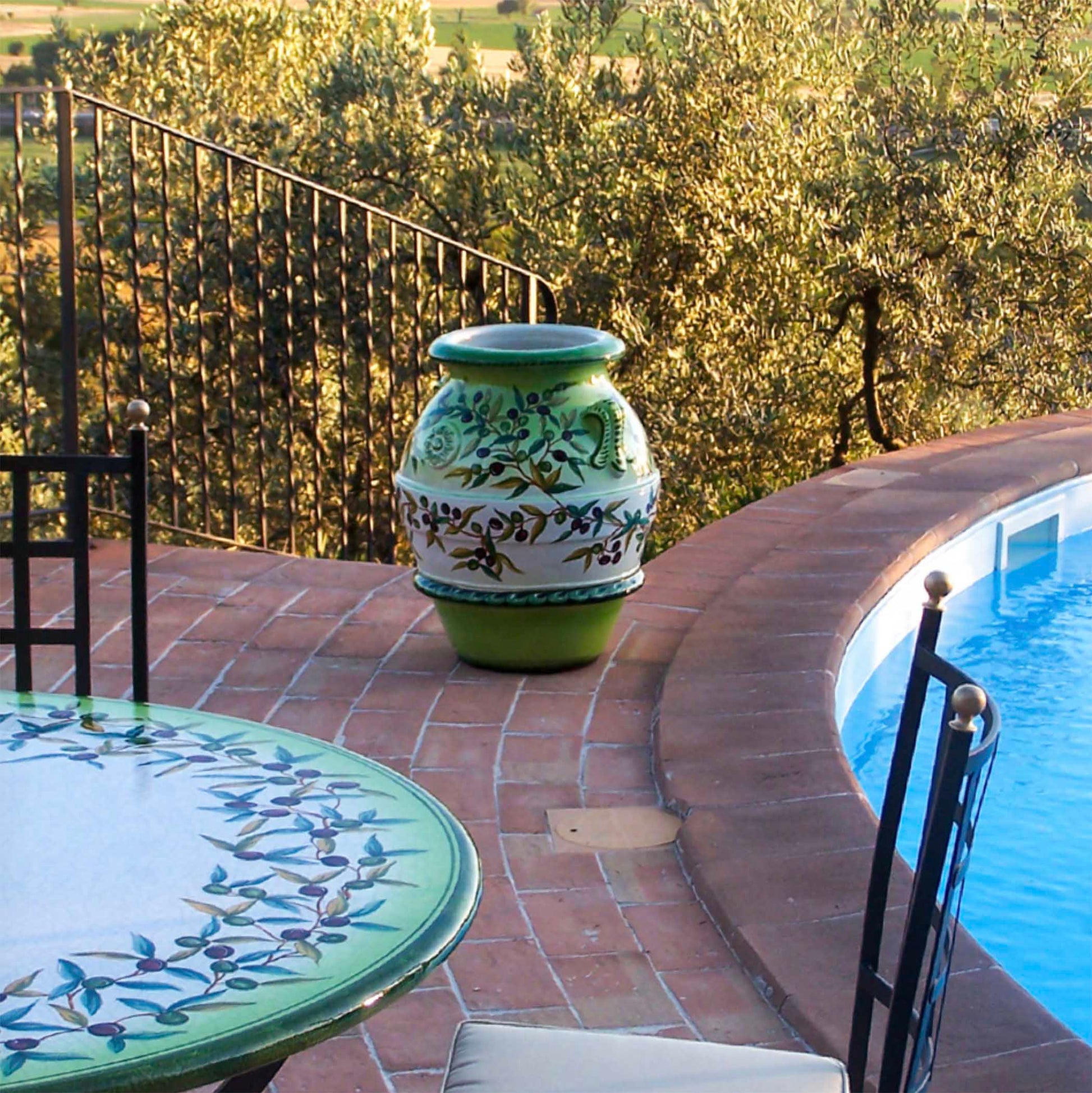 Handmade Italian Ceramic Pot - Olive Design