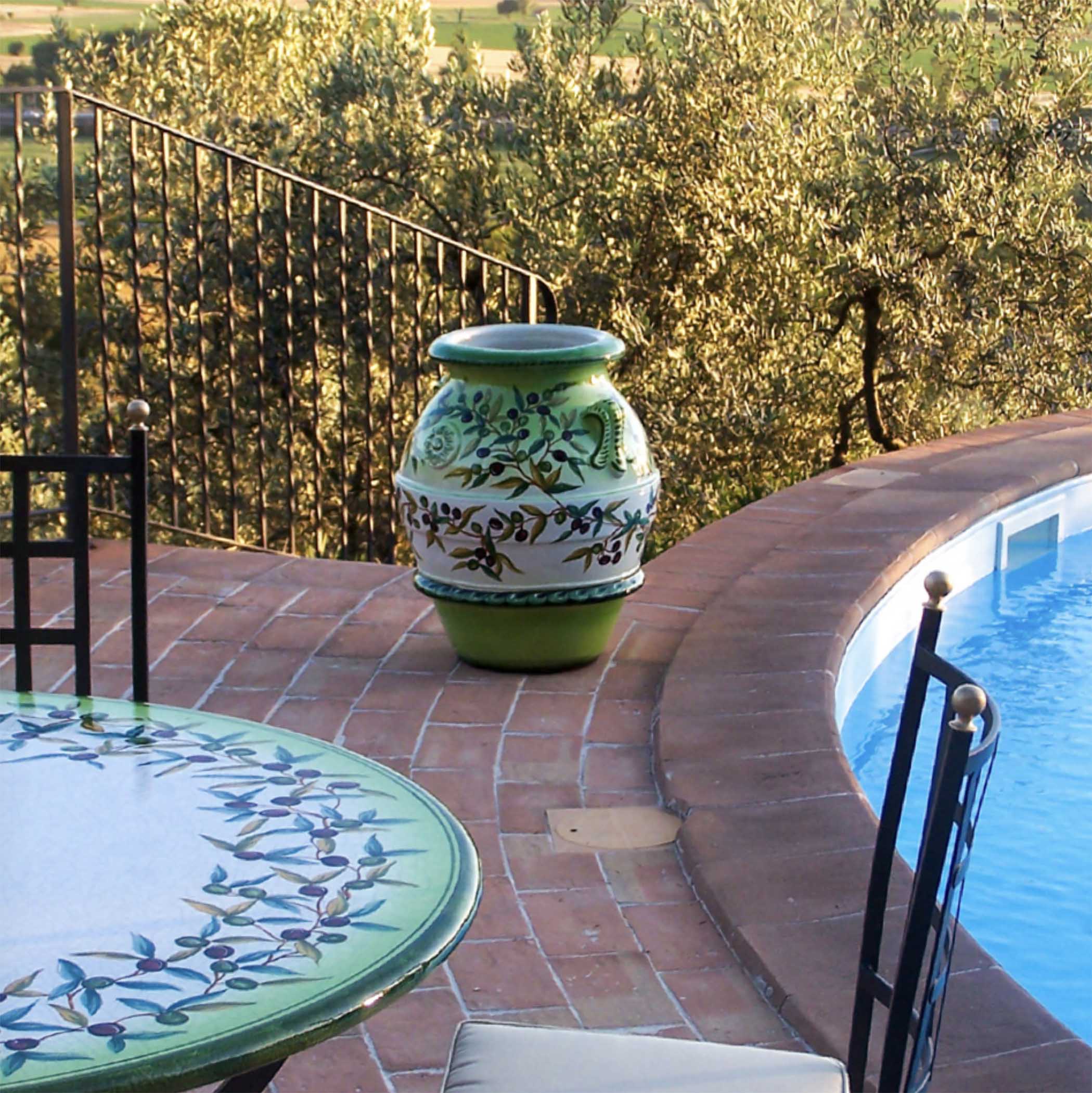 Handmade Italian Ceramic Pot - Olive Design