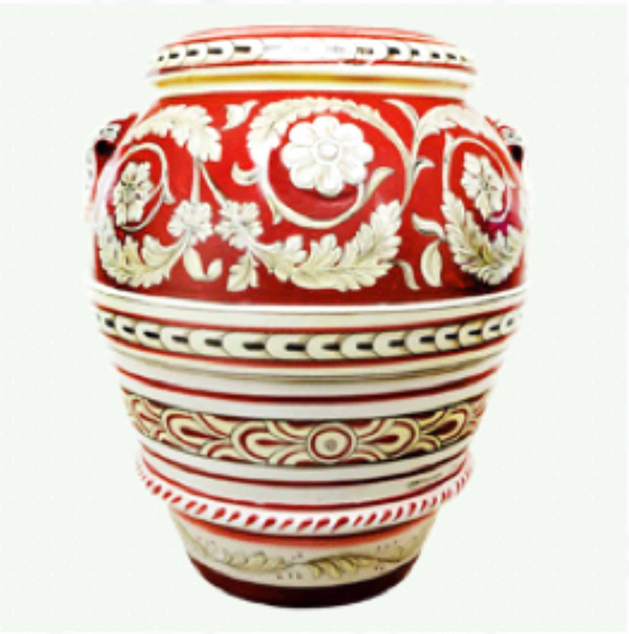 Handmade Italian Ceramic Pot - Red Design