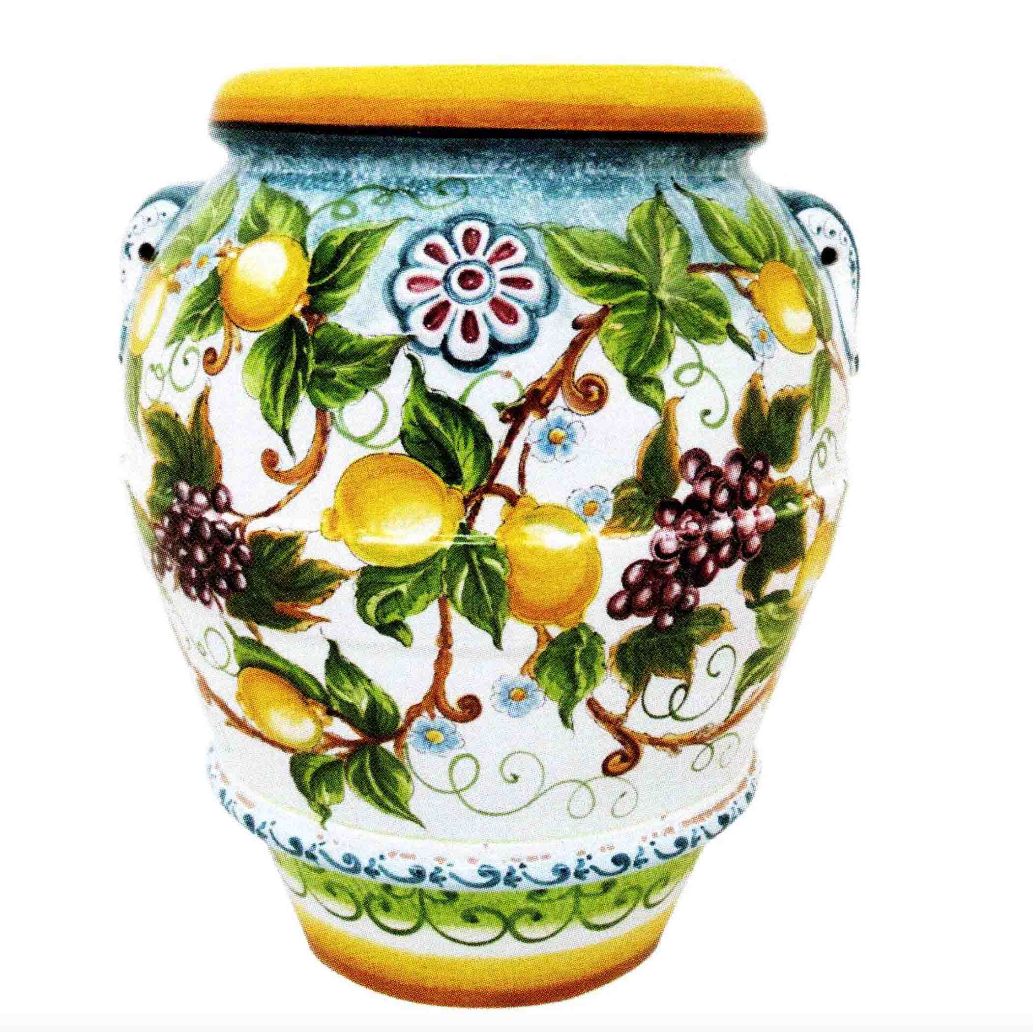 Handmade Italian Ceramic Pot - Grape & Lemon