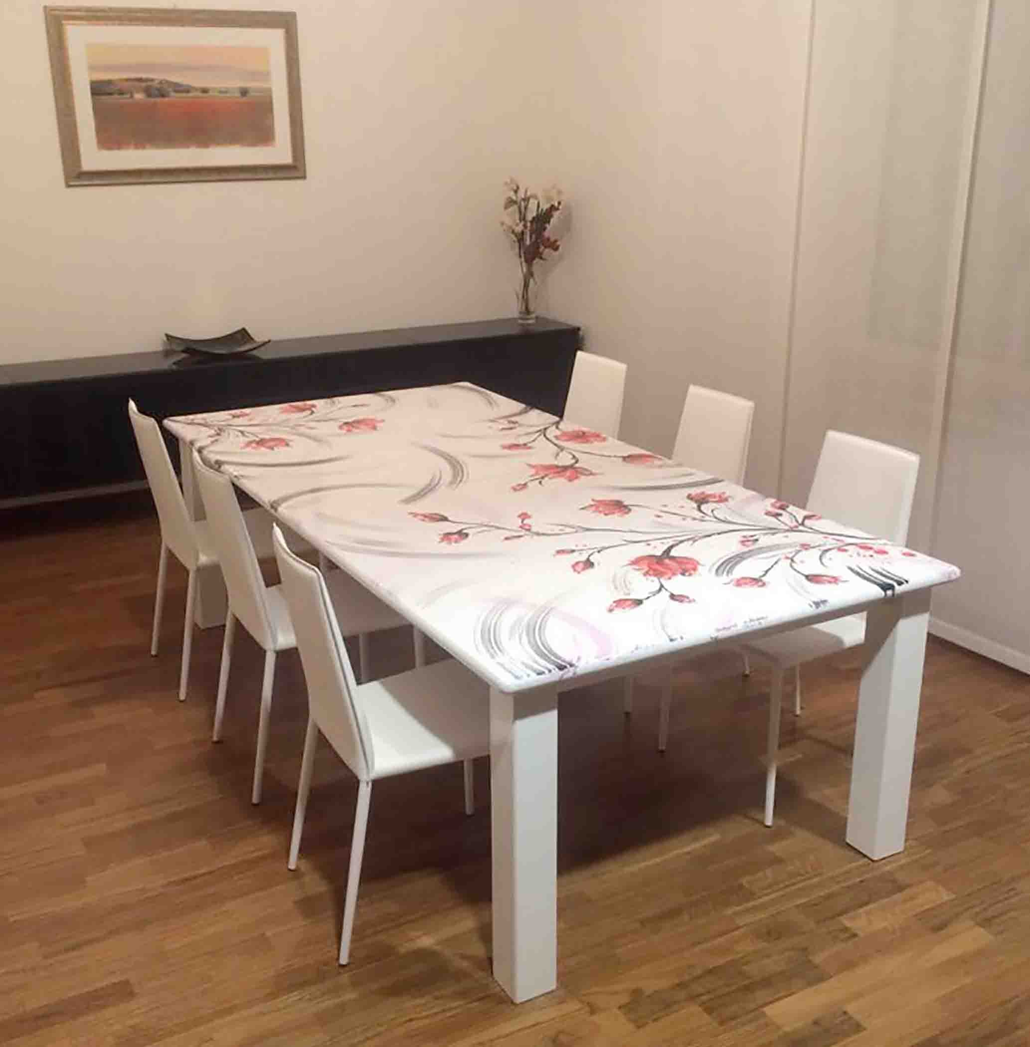 Rectangular Lava Stone Tabletop -Cherry Blossom