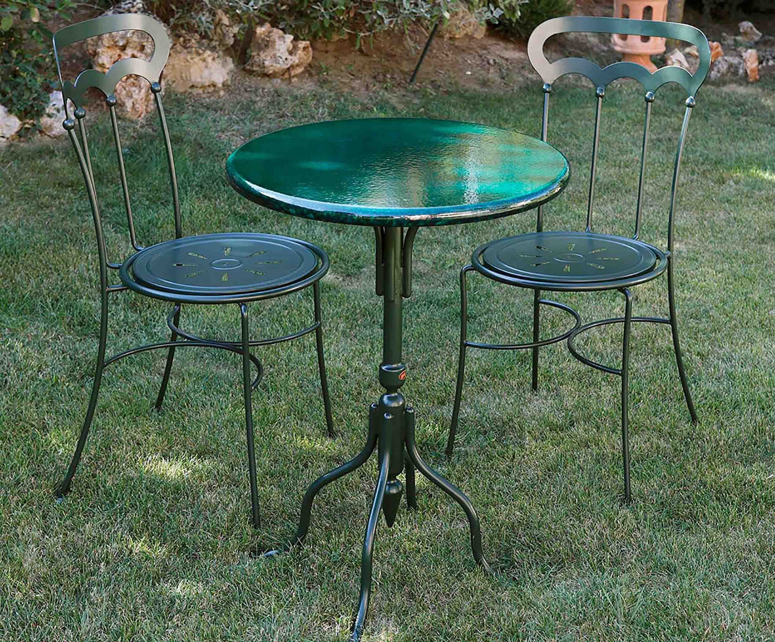 Round Lava Stone Contract Tabletop - Green