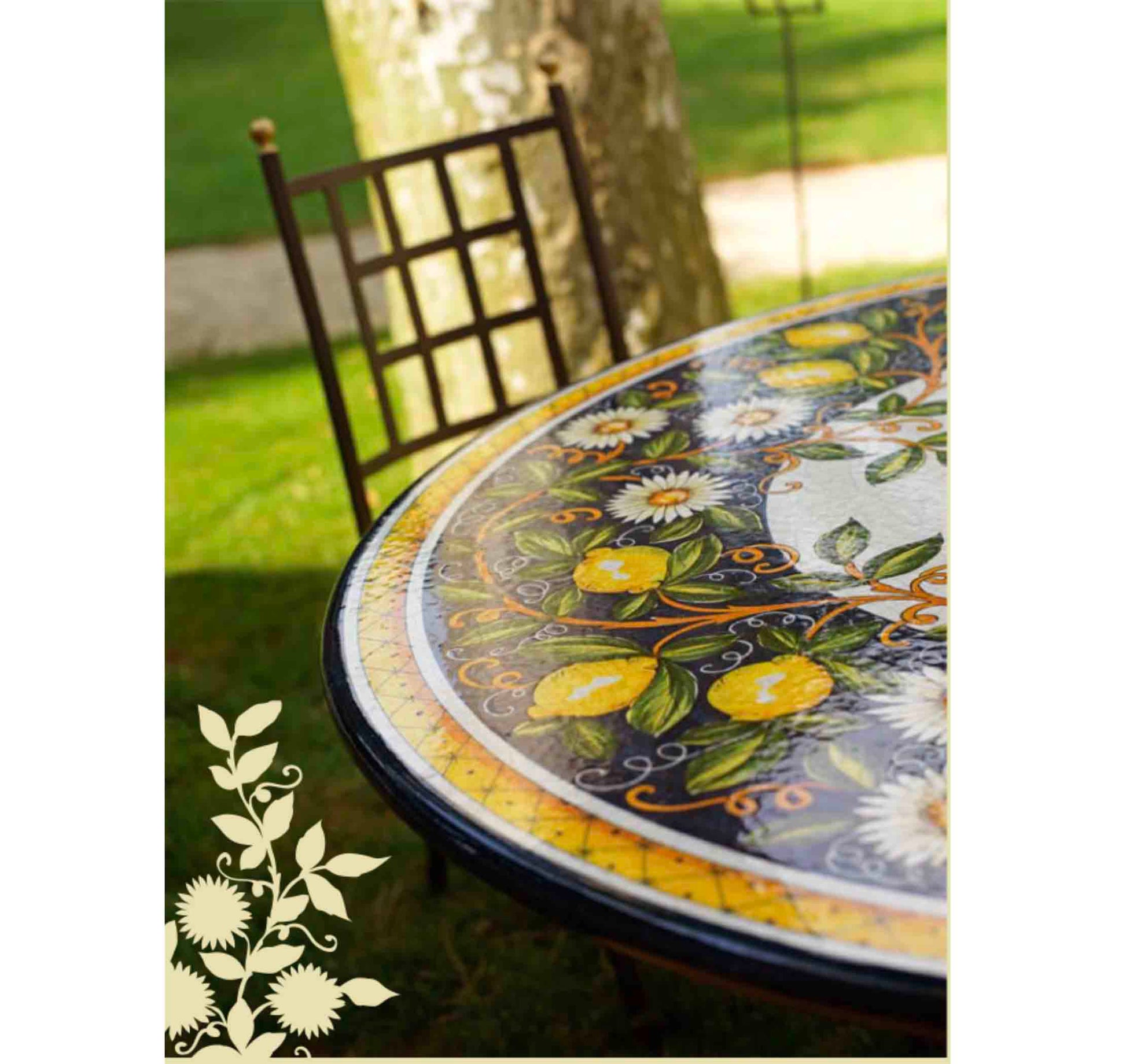 Lemon & Camomile Lava Stone Ceramic Round Table Details