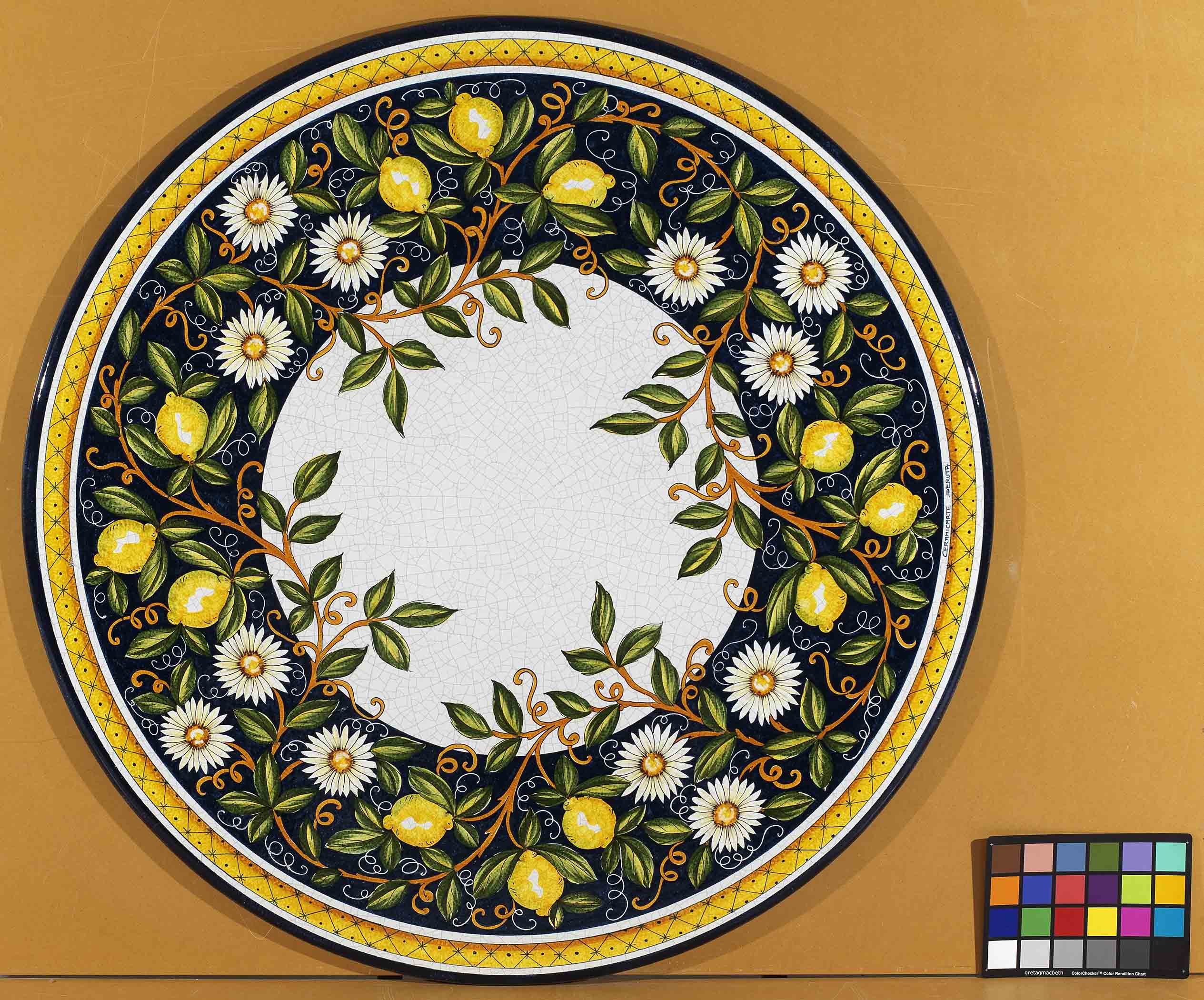 Lemon & Camomile Lava Stone Ceramic Round Table Design Details
