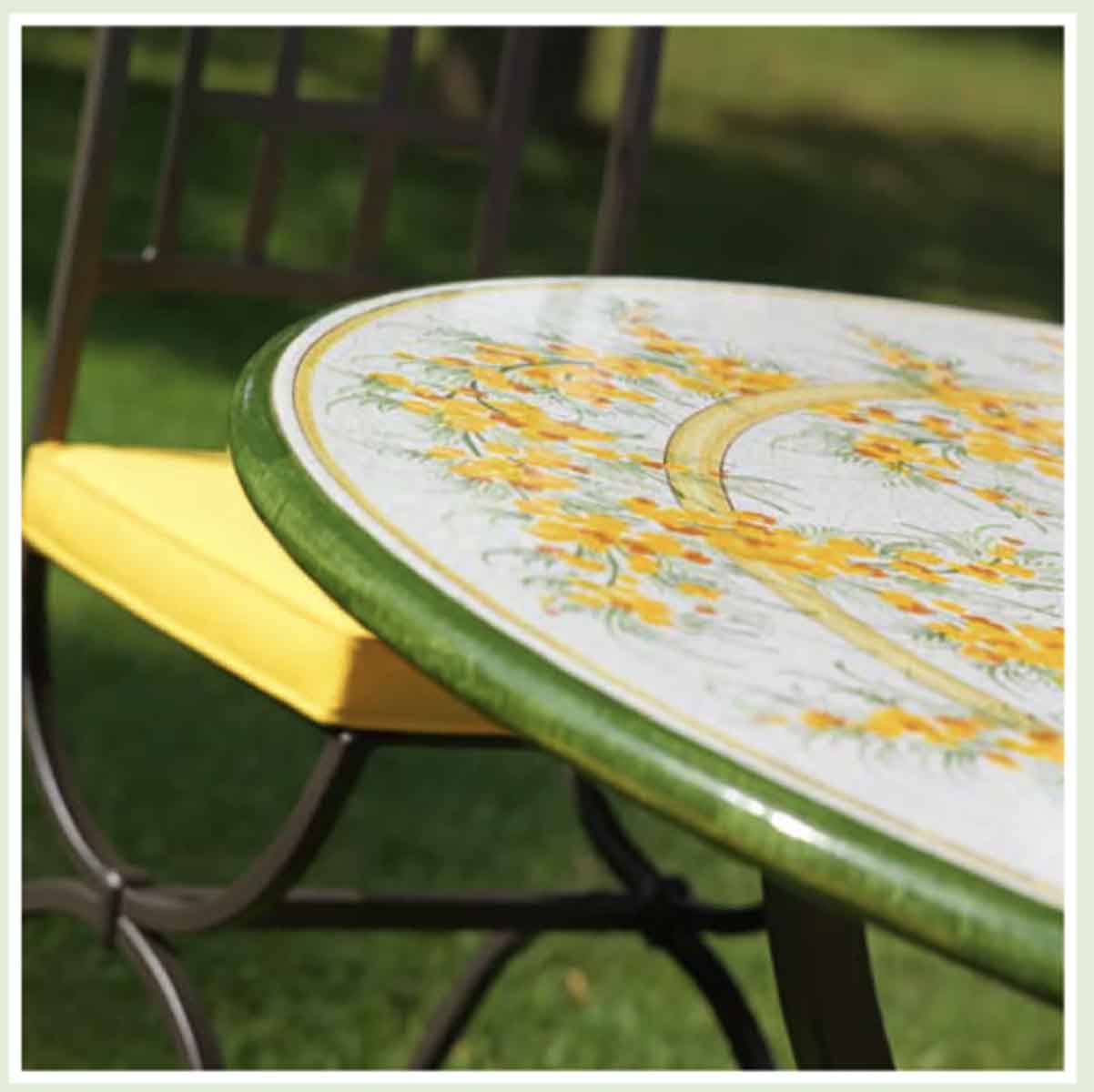 Italian Sanremo Round Lava Stone Ceramic Table Detail