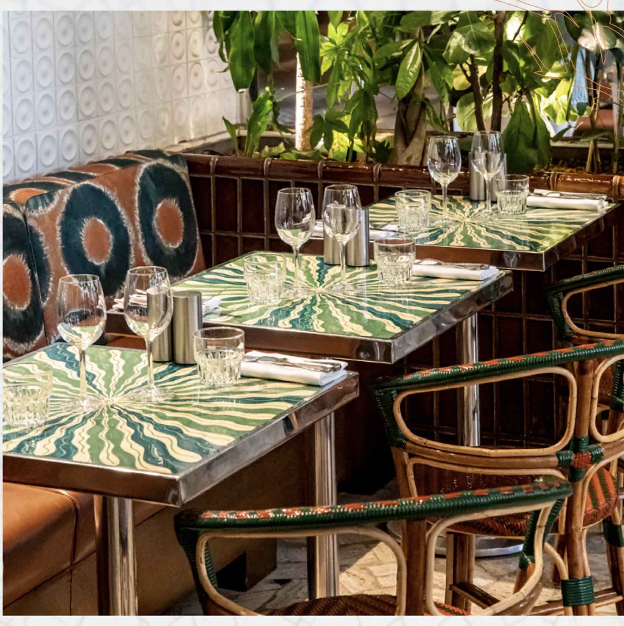 Square Lava Stone Tabletop - Glazed Bamboo