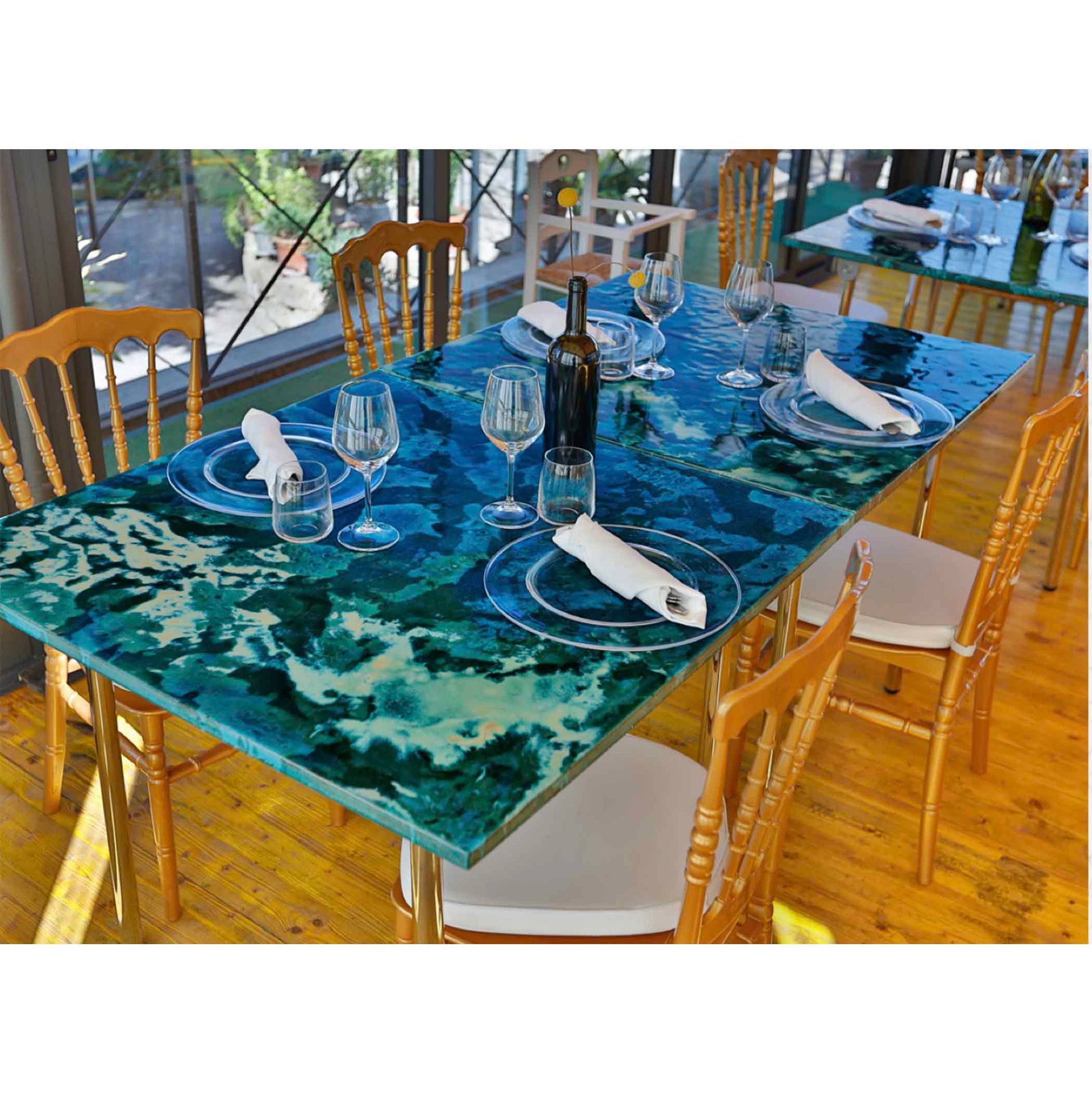 Square Lava Stone Tabletop - Glazed Maldives