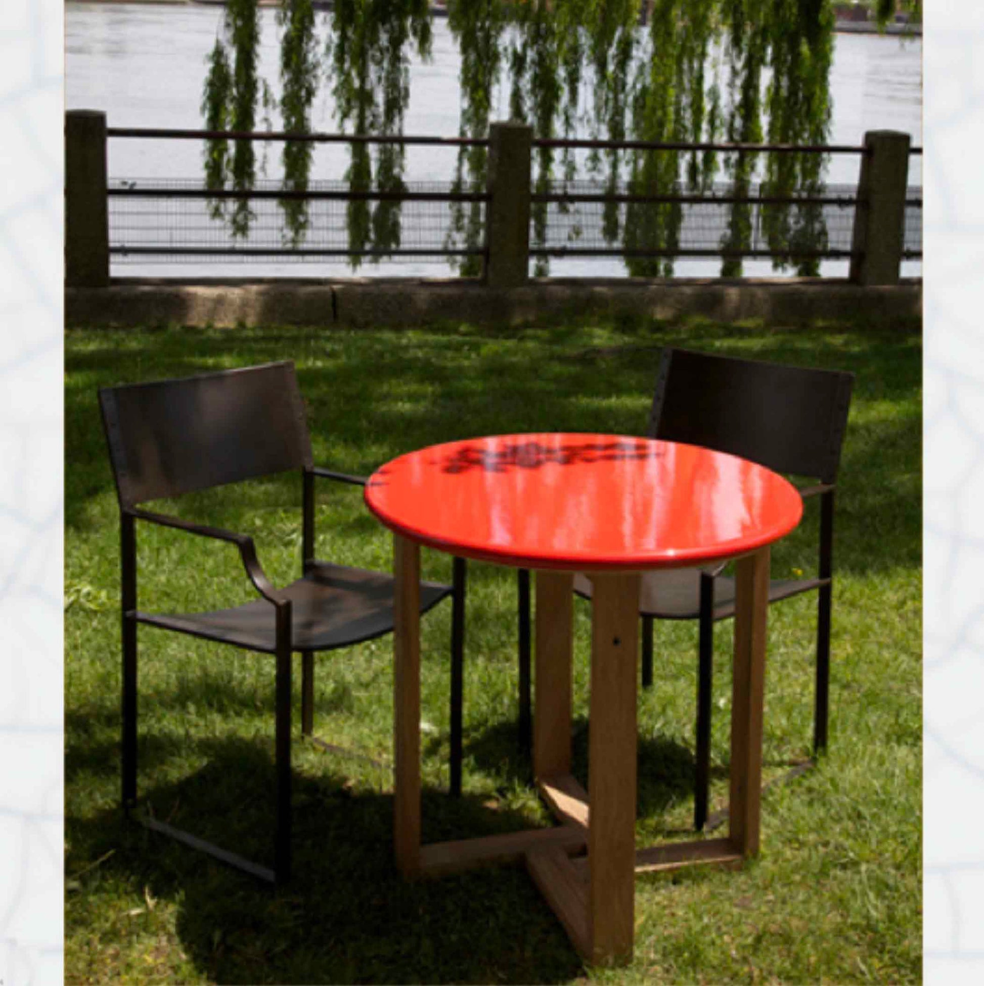 Round Lava Stone Tabletop - Glazed - Tokyo