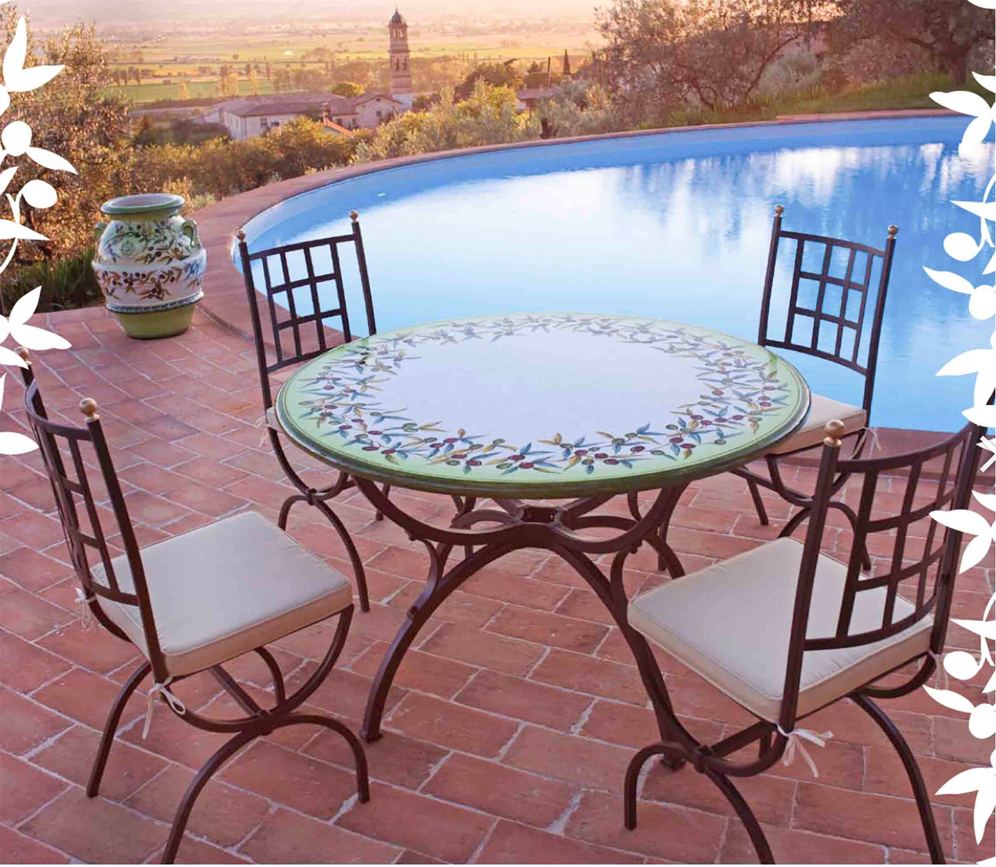 Trevi Round Lava Stone Ceramic Art Table