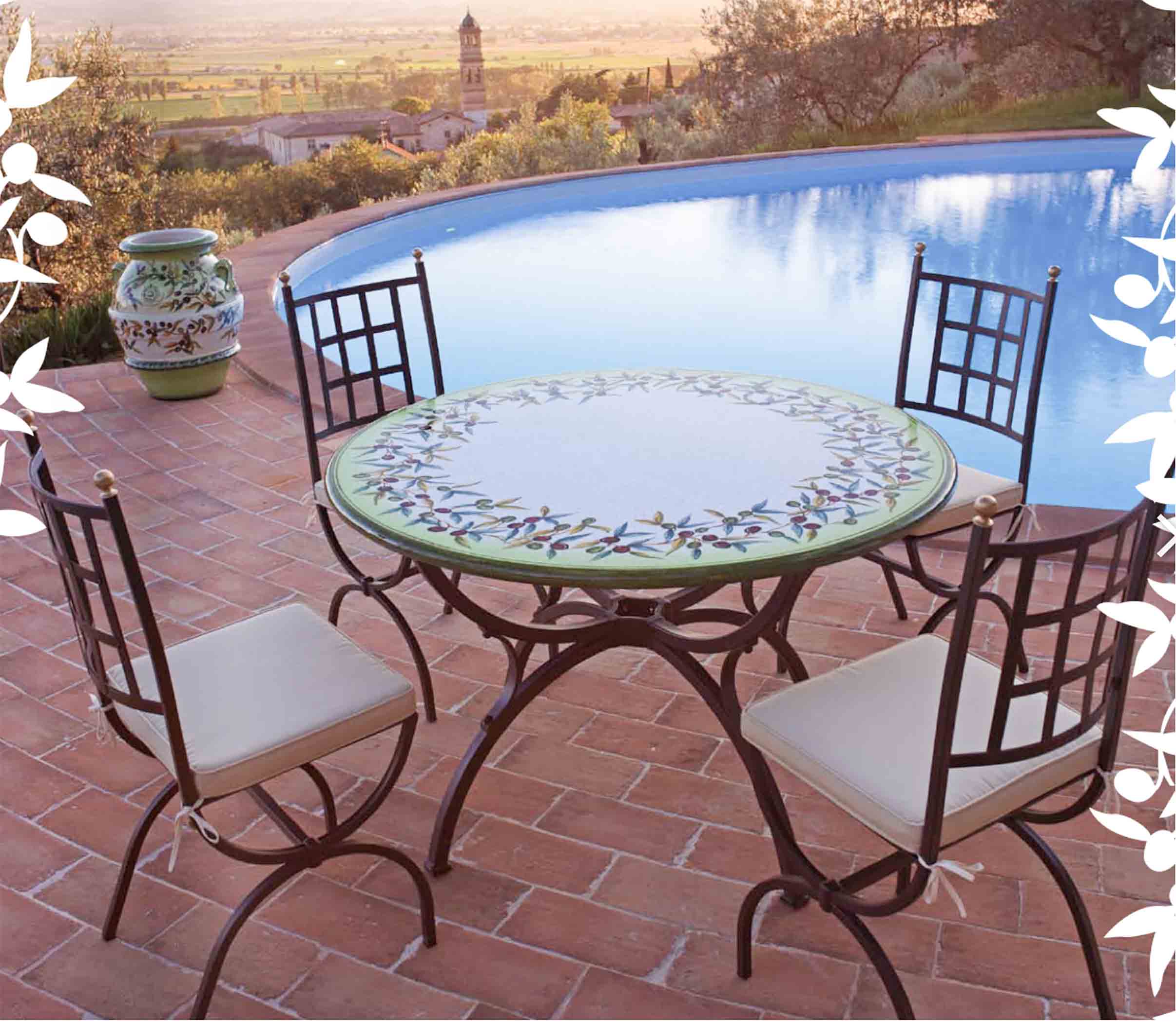 Trevi Round Lava Stone Ceramic Art Table