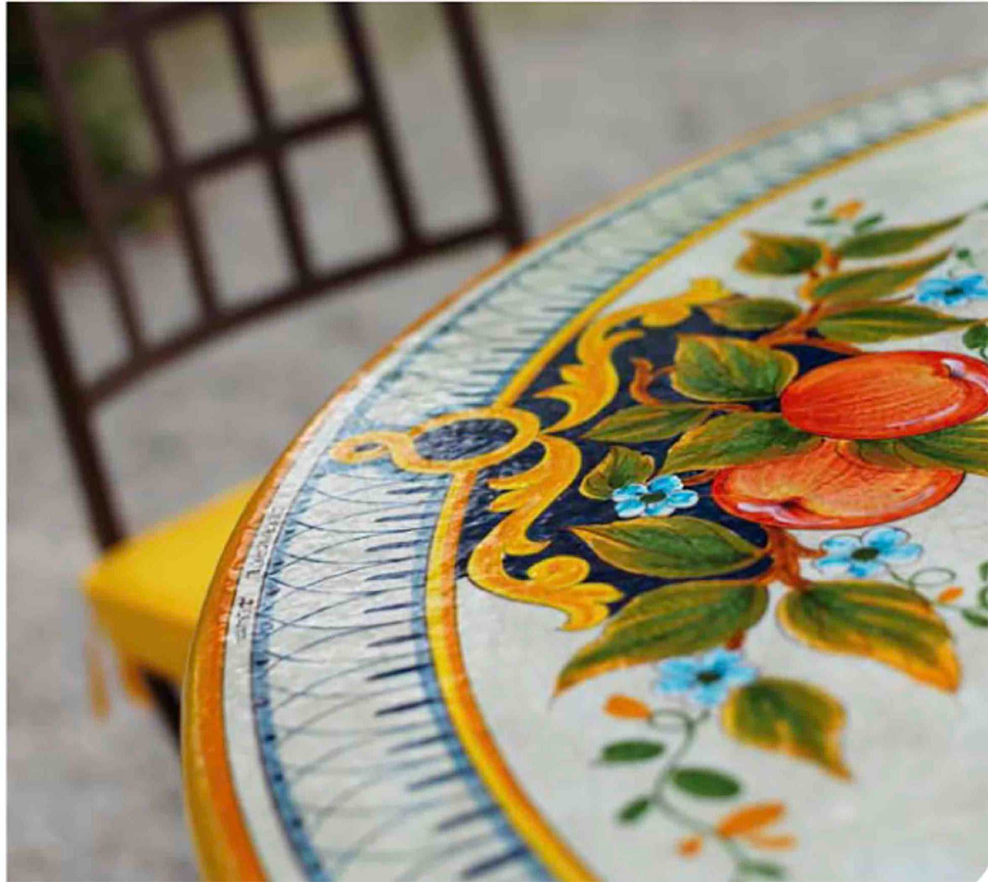 Tropea Round Lava Stone Ceramic Art Table Details