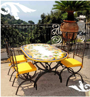 Italian Vietri Oval Lava Stone Ceramic Table Main