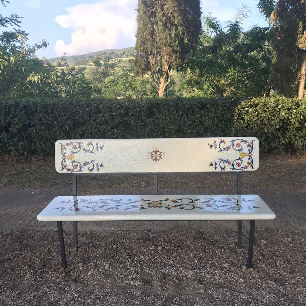 Two Seater Italian Public Lava Stone Bench